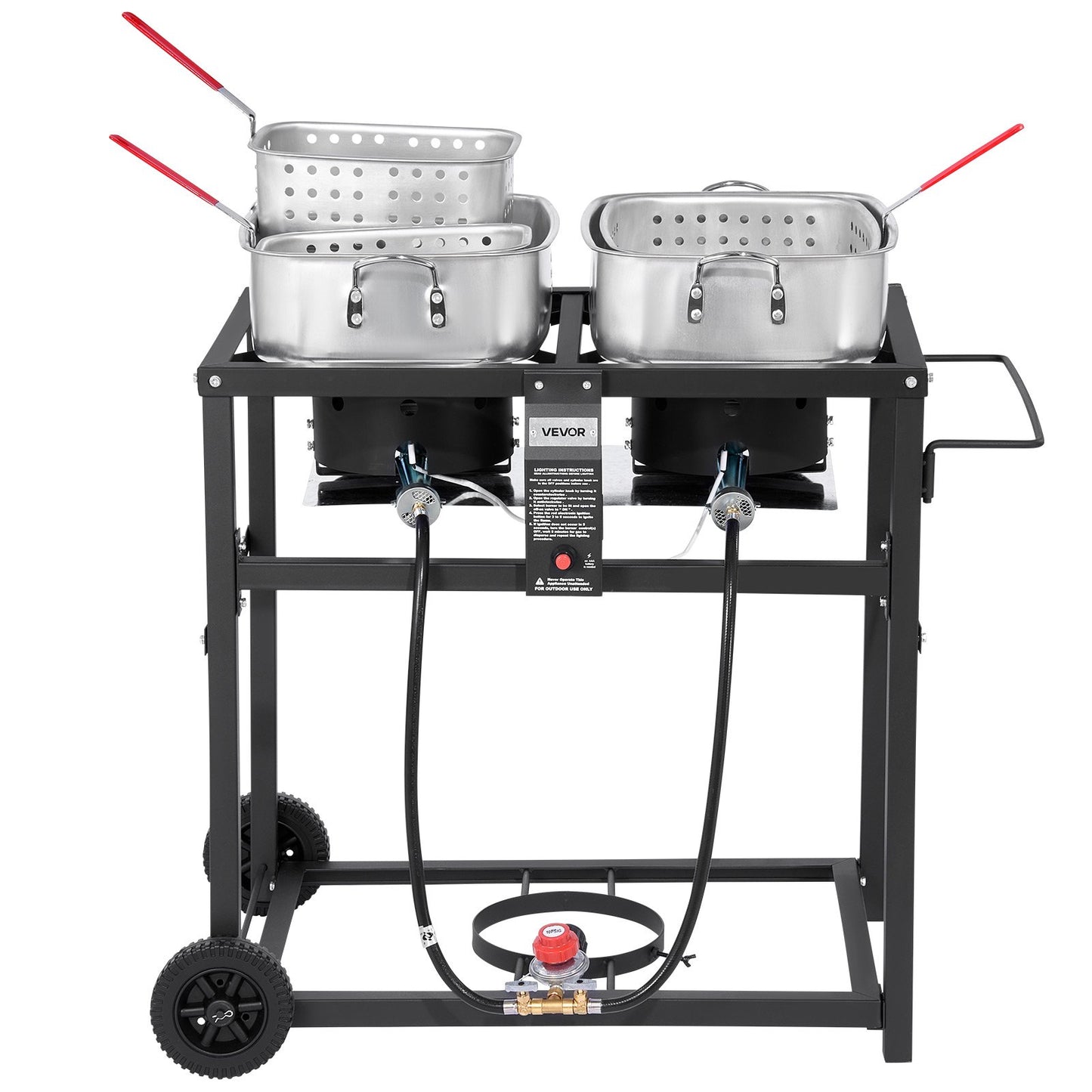18QTx2 Outdoor Propane Deep Fryer Commercial Cooker Cart With Wheel Two Tank