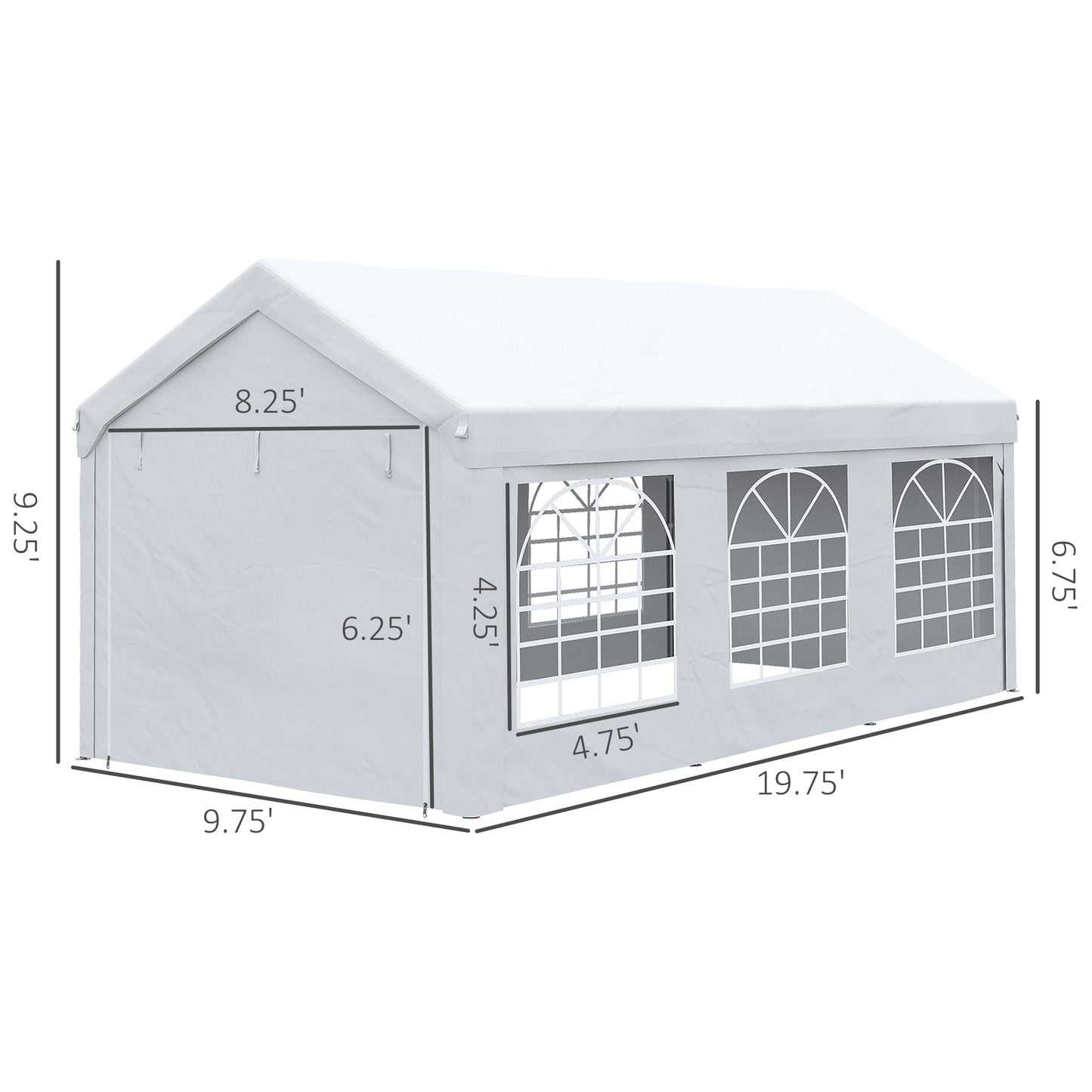 19.7' x 9.7' Heavy Duty Party Tent & Carport with Removable Sidewalls and Double Doors