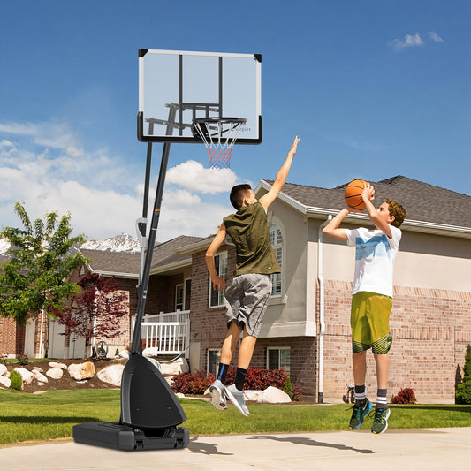 4.9-10' Basketball Stand, Freestanding Basketball System With 44" Shatterproof Backboard, Rebound System And Wheels