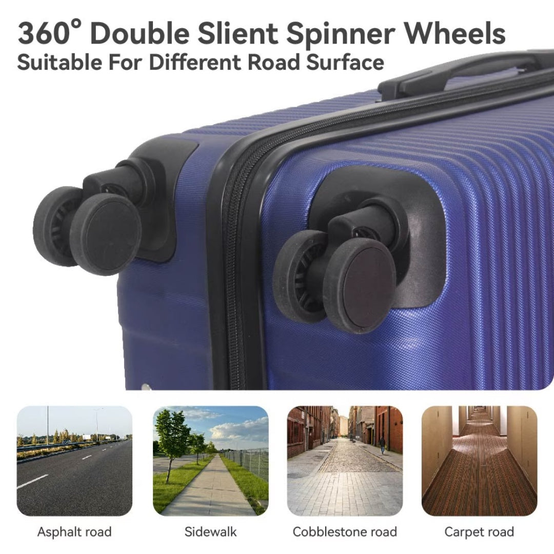 Luggage Sets ABS Hardshell 3pcs Luggage, Lightweight Durable Suitcase Sets Spinner Wheels Suitcase With TSA Lock 20''24''28'' Available Blue