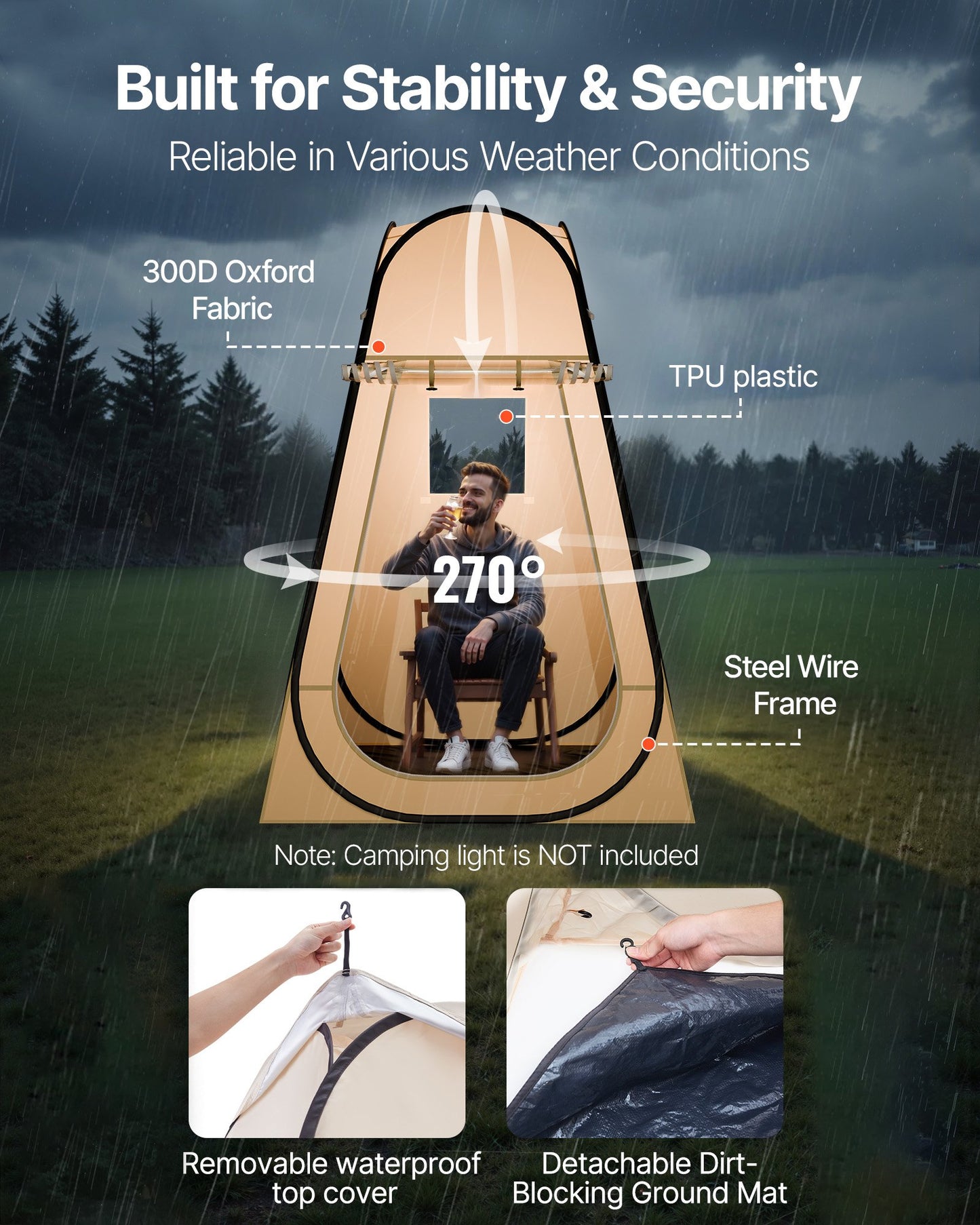 Pop Up Sports Tent, 47x47 In Clear Bubble Tent For 1 Person, Waterproof Outdoor Pod With Floor Mat & Top Cover, Garden Igloo Dome Tents Camping Shelter For Events Fishing Cheering