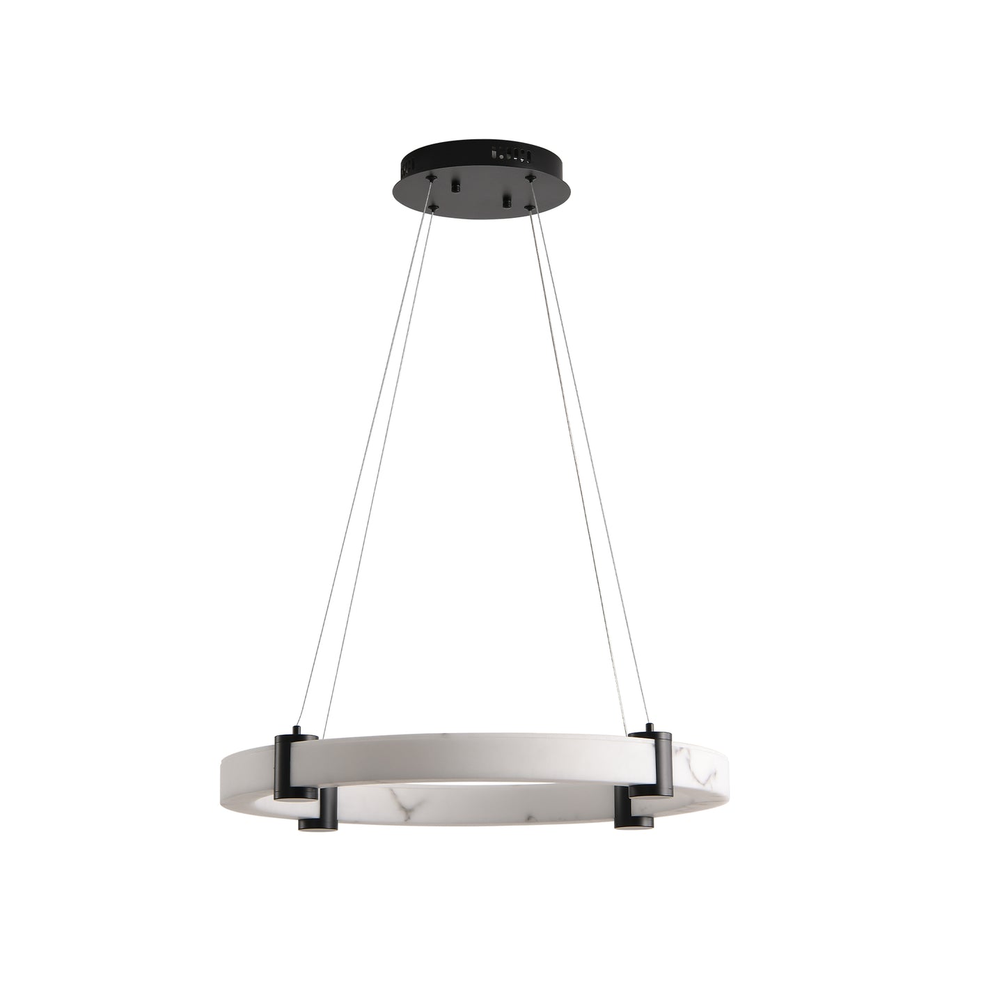 Modern LED Pendant Light, 24-Inch Round Hanging Chandelier With Adjustable Height, Marble Finish Resin Ring Ceiling Light For Dining Room, Kitchen Island, Living Room