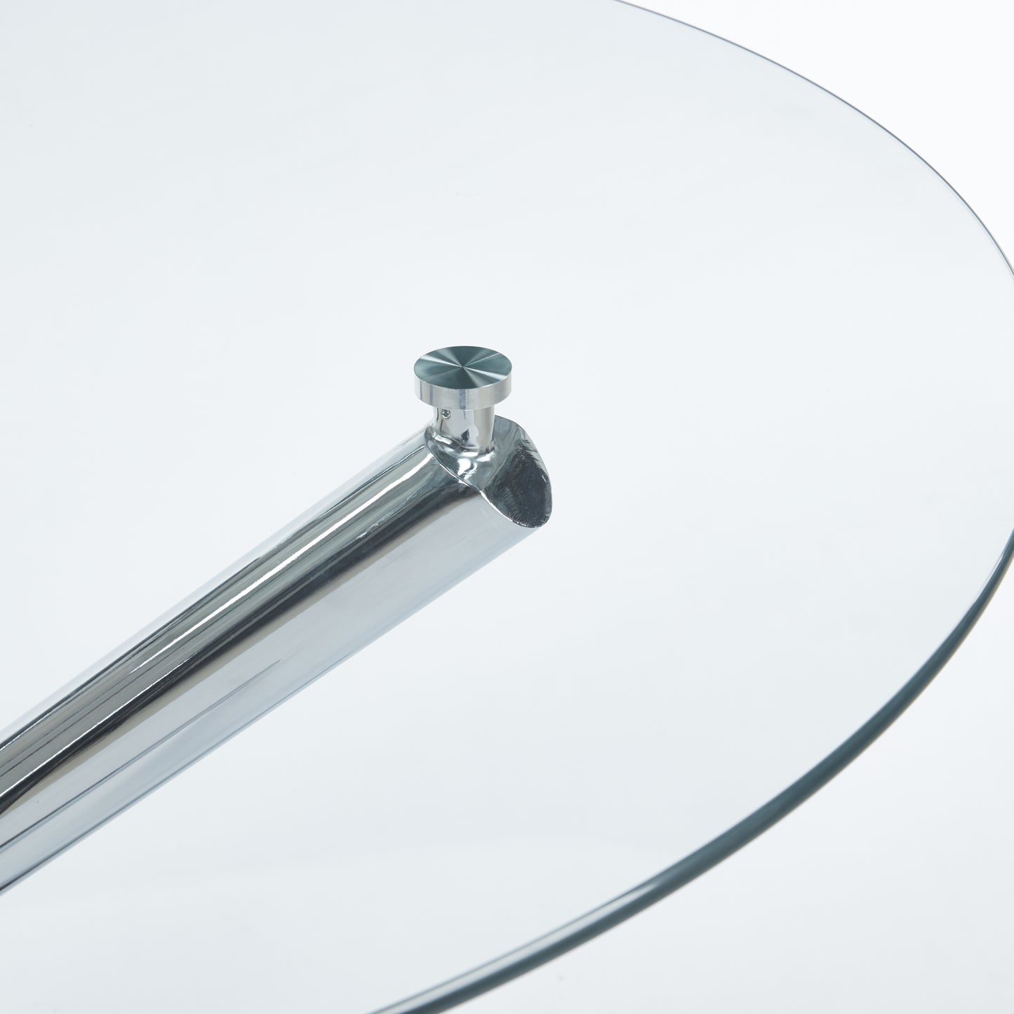Chrome Dining Table With Metal Leg And Glass,Modern Space Saving Kitchen Table For Living Room,110X110X75CM
