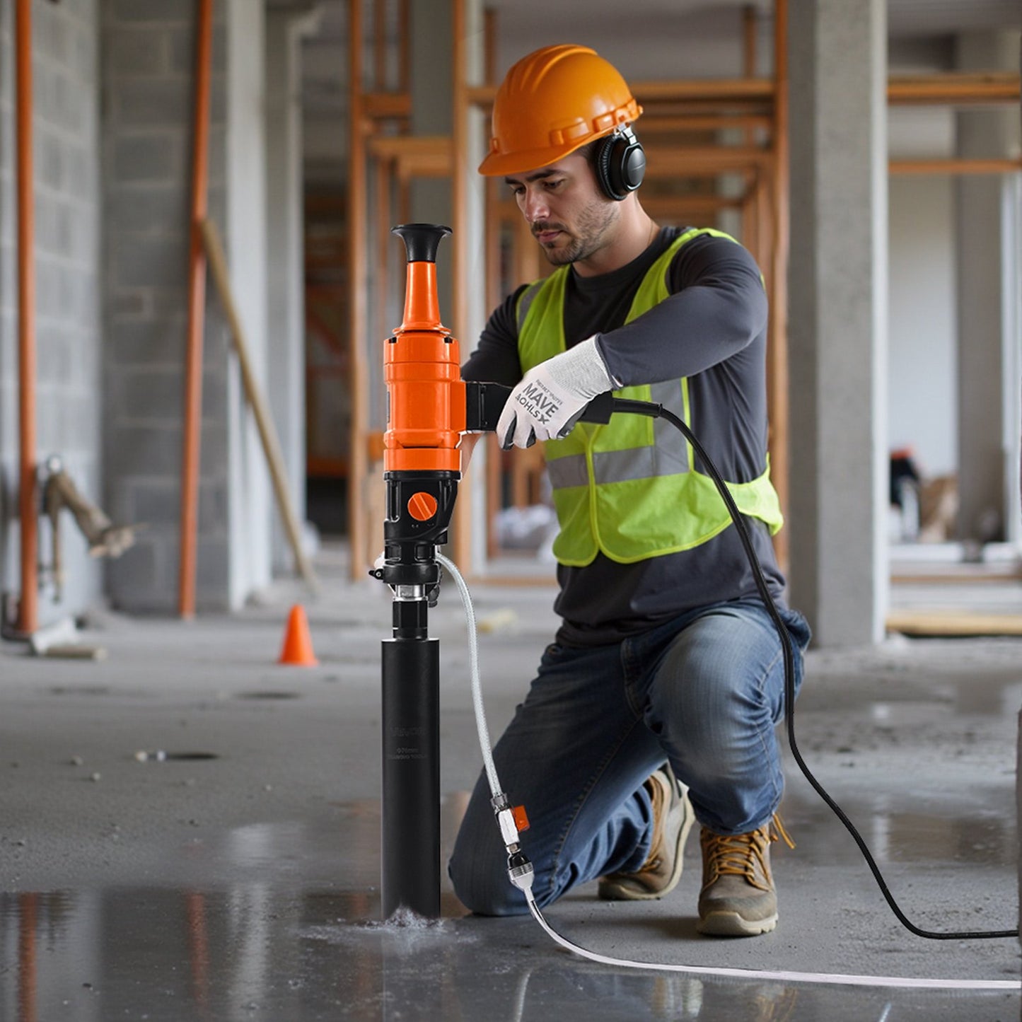 Diamond Core Drill Machine Handheld Concrete Core Drill Rig 8 In Dia 1800W