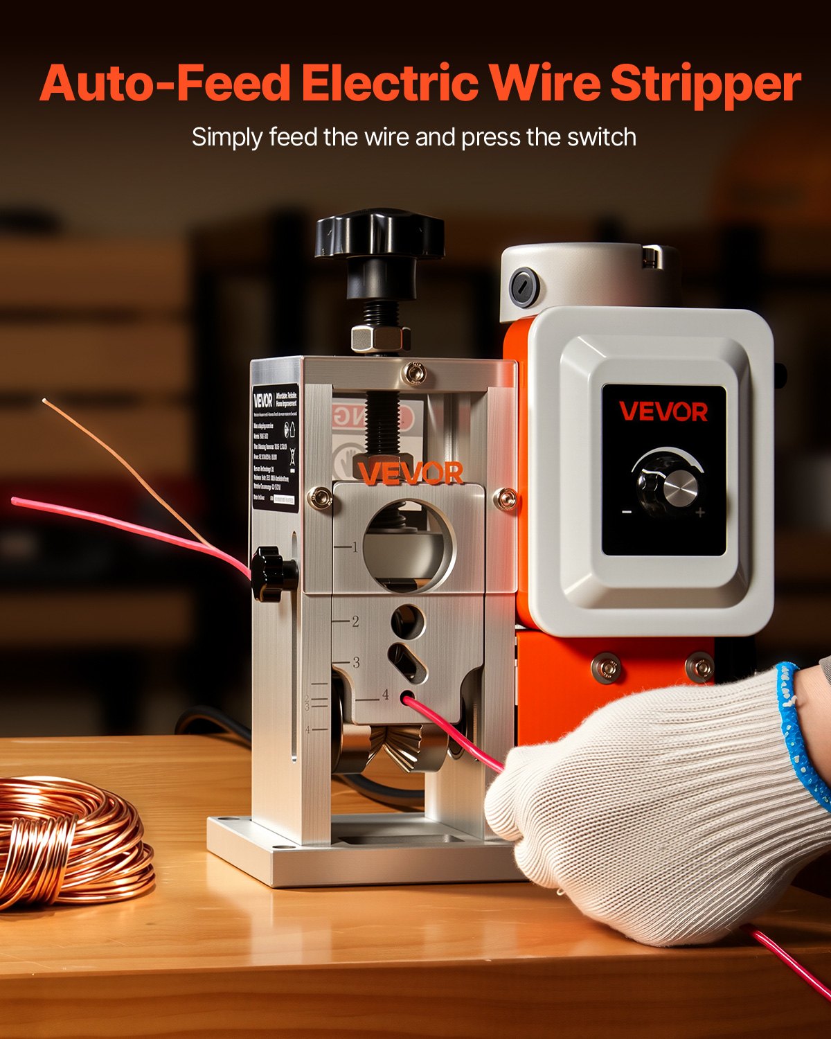 Electric Automatic Wire Stripper Stripping Machine 0.06-1.57 In 400W 15 M/min