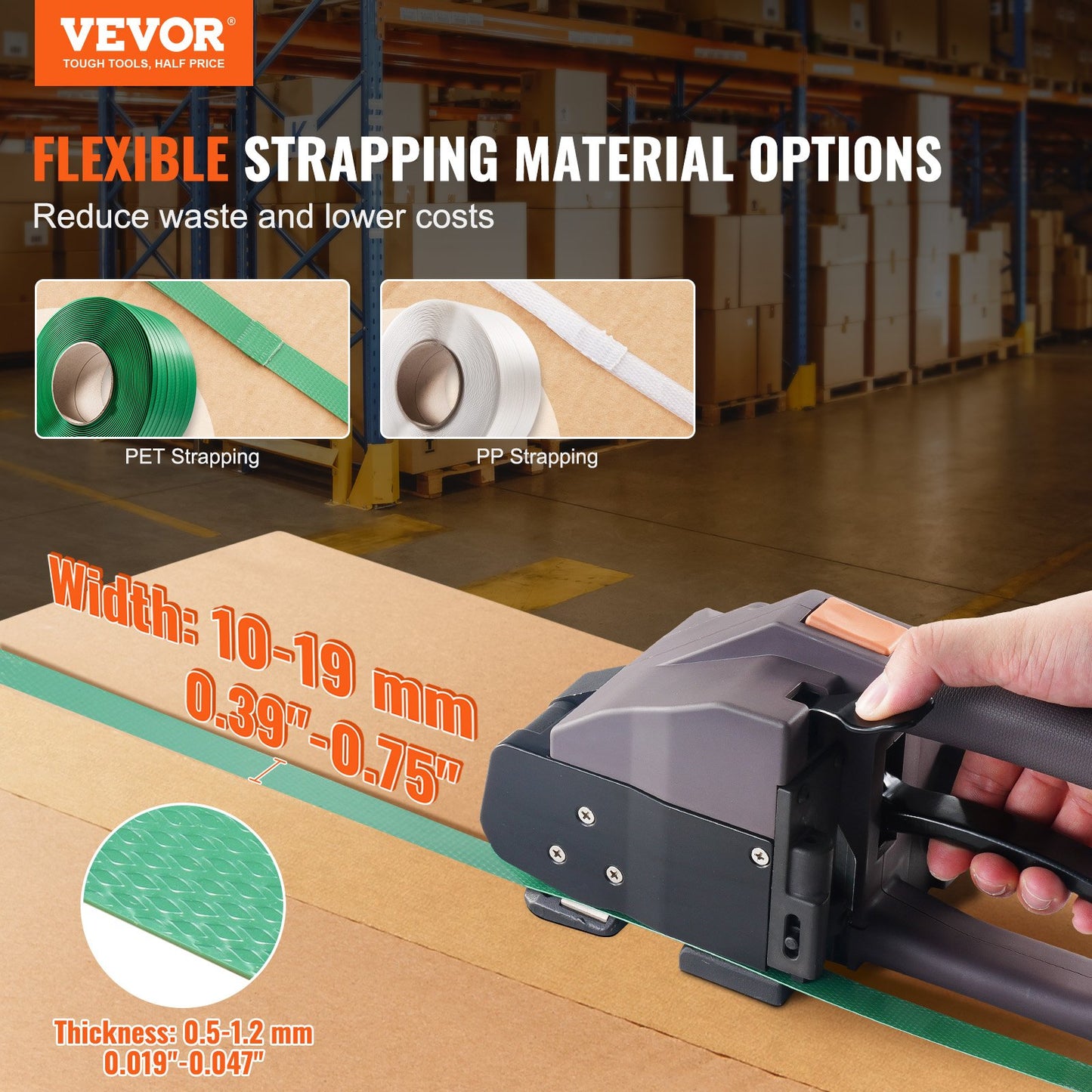 Automatic Electric Strapping Machine Tool For PP/PET 0.39'-0.75' Straps