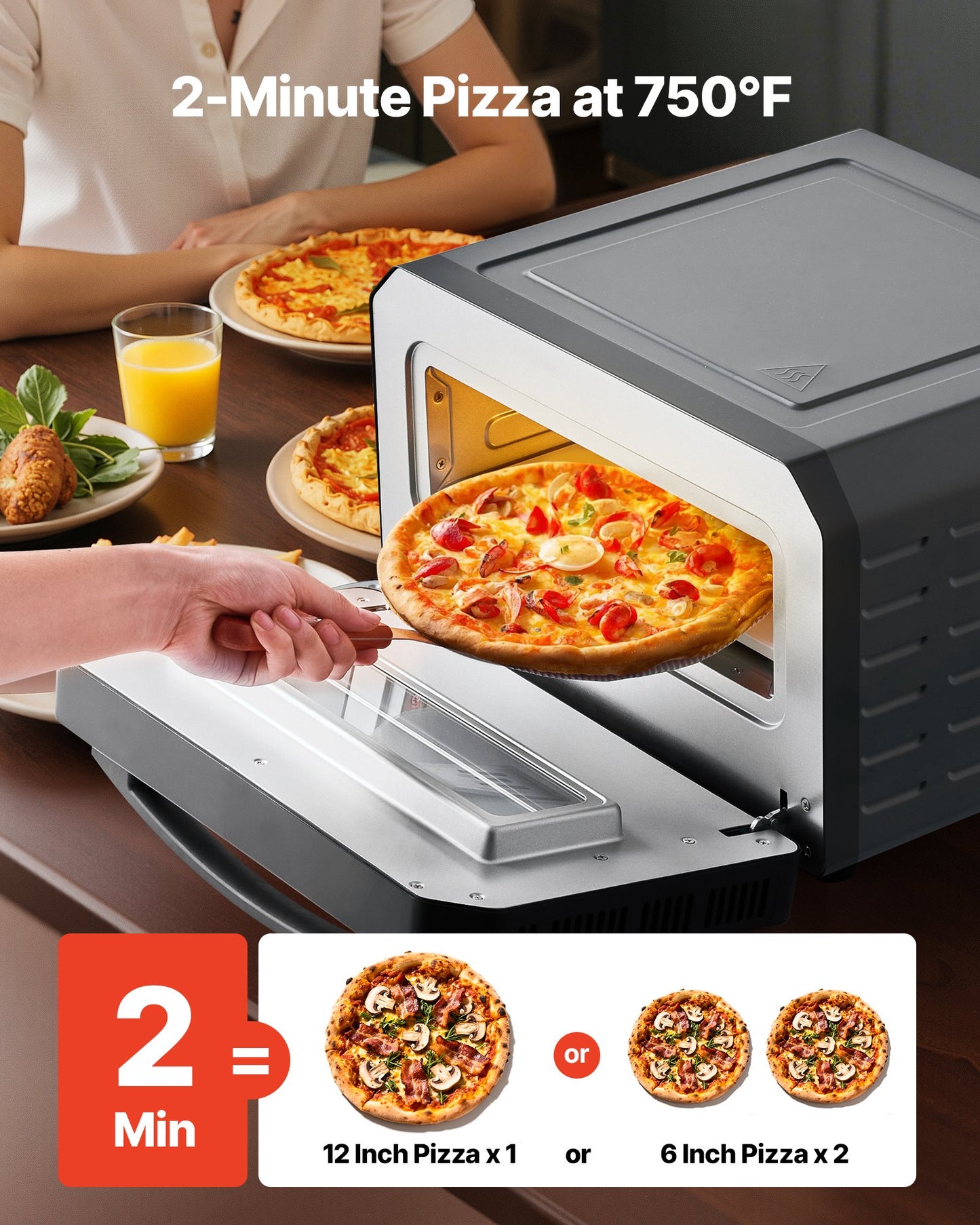12 Inch Electric Pizza Oven With Pizza Stone 750F Max Temp Pizza Maker