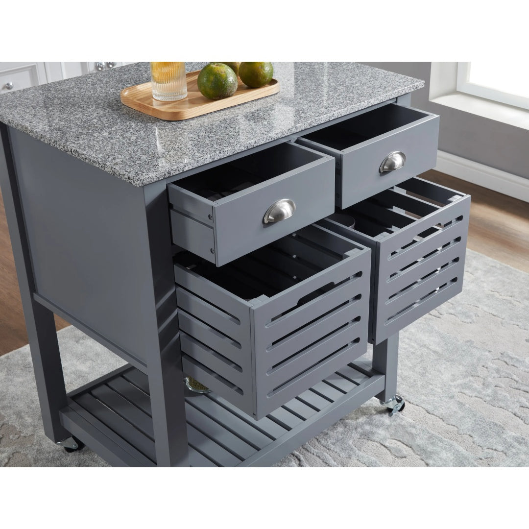 Mobile Rolling Kitchen Island Trolley Serving Cart With Underneath Drawer & Slide-Out Wire Storage Basket