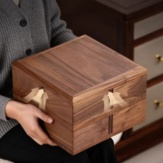 Rotating Walnut Wood Dry Fruit Storage Box