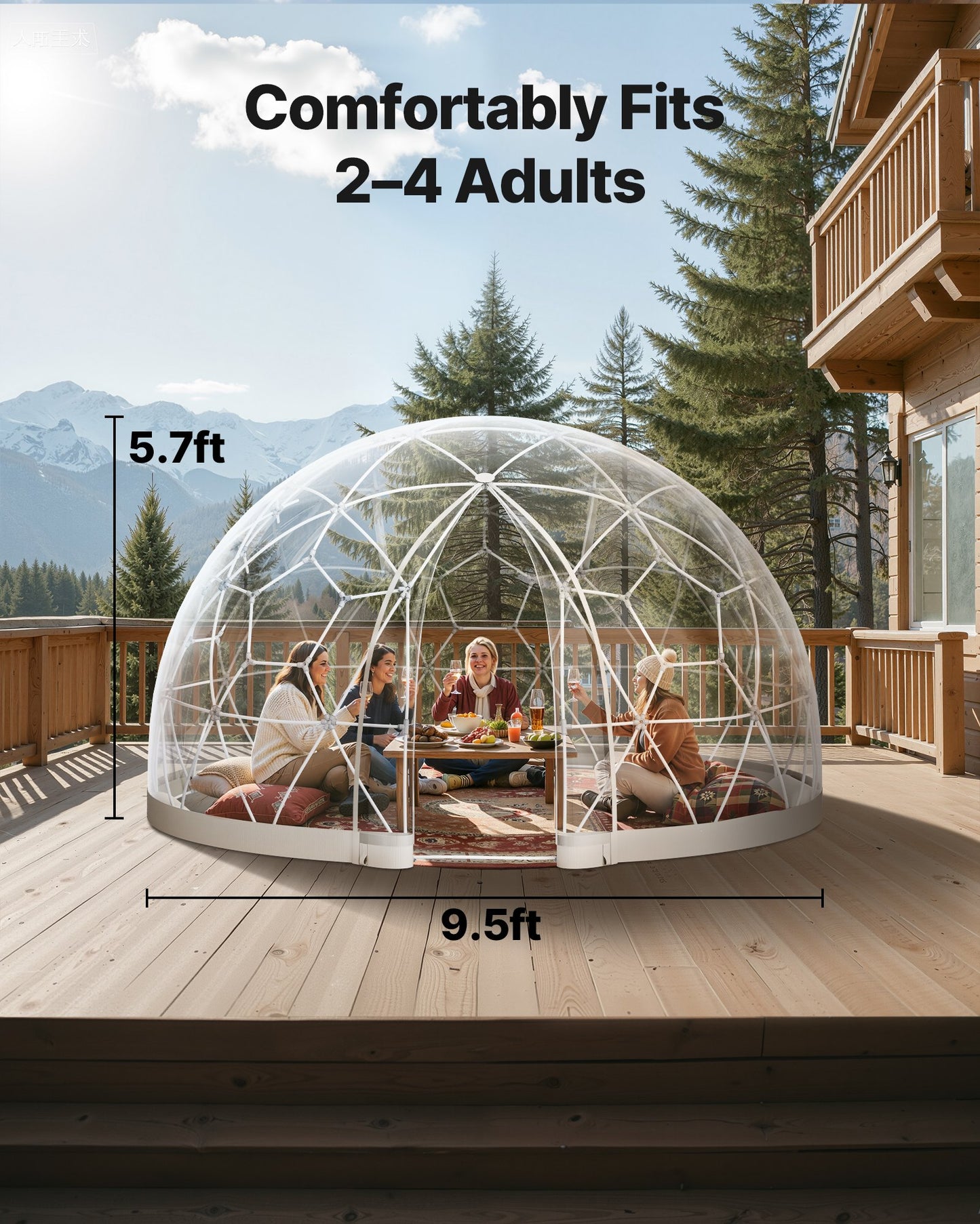 Garden Dome Igloo, 9.5 X 5.7 Ft Outdoor Clear Bubble Tent For 2-4 Person, Weatherproof Geodesic Dome Greenhouse  With Window, PVC Igloo Tent For Backyard Patios Camping Party Wedding