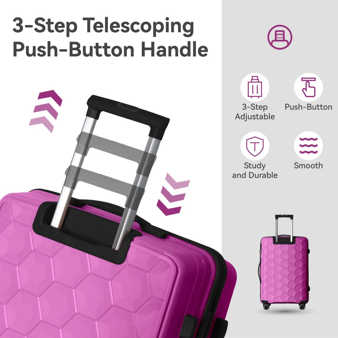 3-Piece Luggage Set Travel Lightweight Suitcases With Rolling Wheels, TSA Lock & Moulded Corner, Carry On Luggages For Business, Trip, 20-24-28