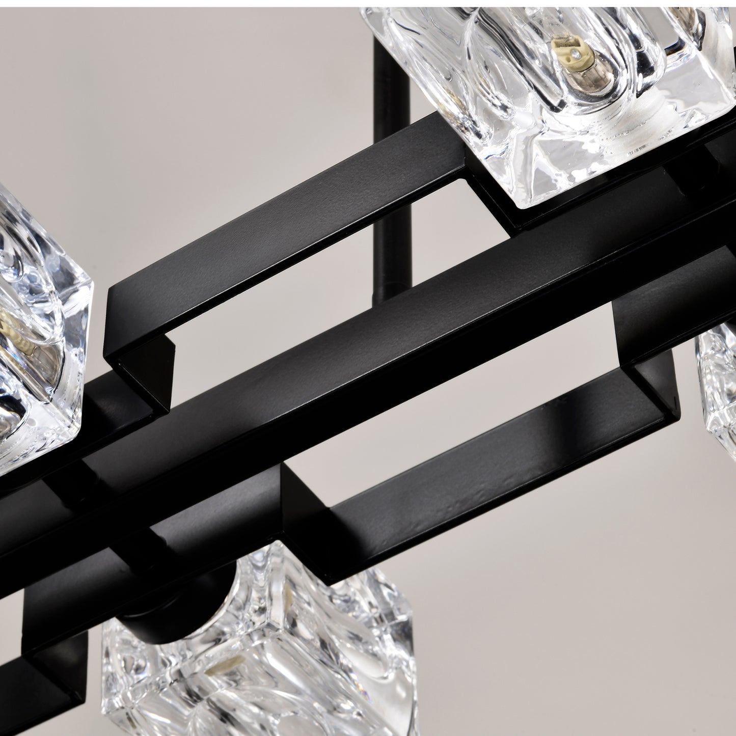 Rectangle Chandelier For Dining Room, 10-Light Black Farmhouse Linear Pendant Light Fixture, Modern Crystal Hanging Lighting Chandelier For Lobby, Kitchen, Bedroom, Living Room, Conference Room, Home