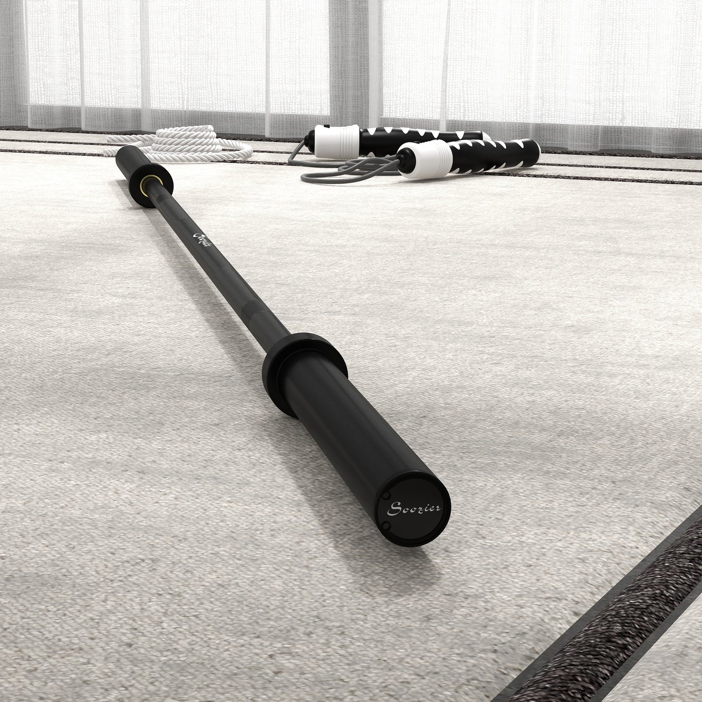 7.2ft Weight Bar, Olympic Bar with Rotating Sleeves, Non-Slip Knurling Grip, 1500lbs Weight Capacity, Black
