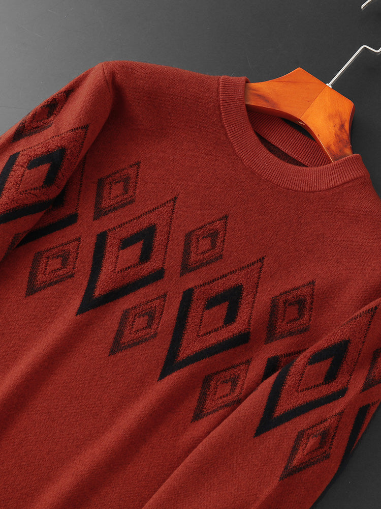 Jacquard Turtleneck Collar Sweater For Men