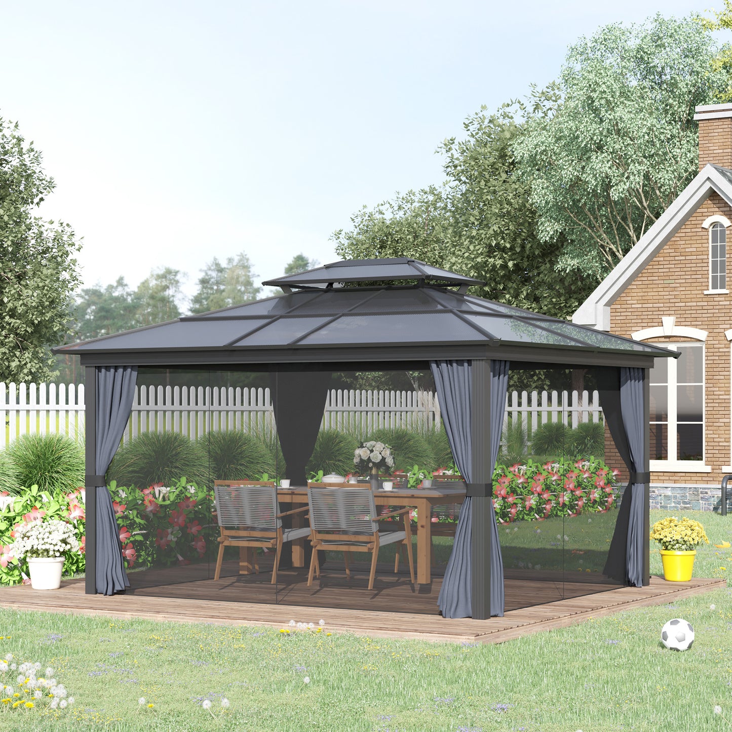10' x 10' Hardtop Gazebo Canopy with Polycarbonate Roof