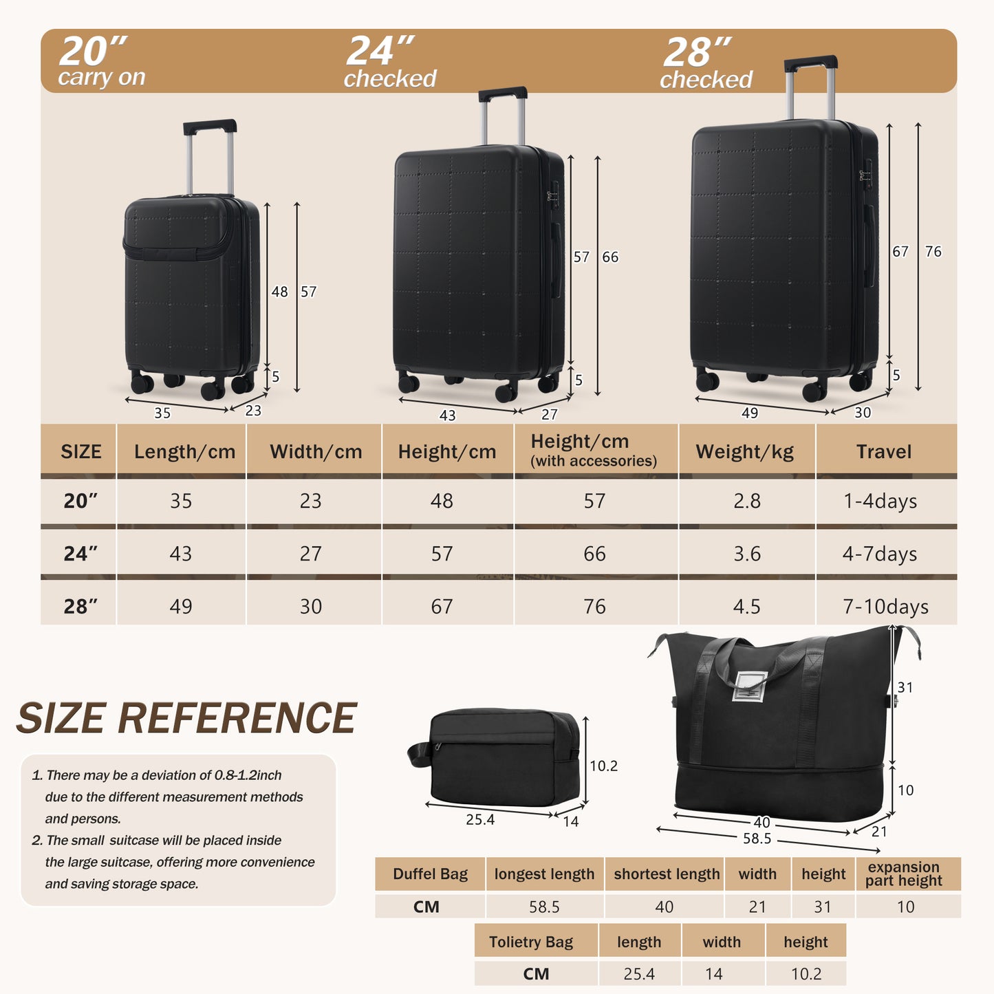 Hardside Luggage Set 5 Piece With Bags,20IN Half-opening Carry On Luggage With USB Port, Expandable 24IN 28IN Luggage With Double Spinner Wheels TSA Lock