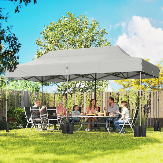10 x 20 ft Pop Up Canopy Tent, Heavy Duty UPF50+ Outdoor Portable Instant Canopy Shelter with Wheeled Bag, White
