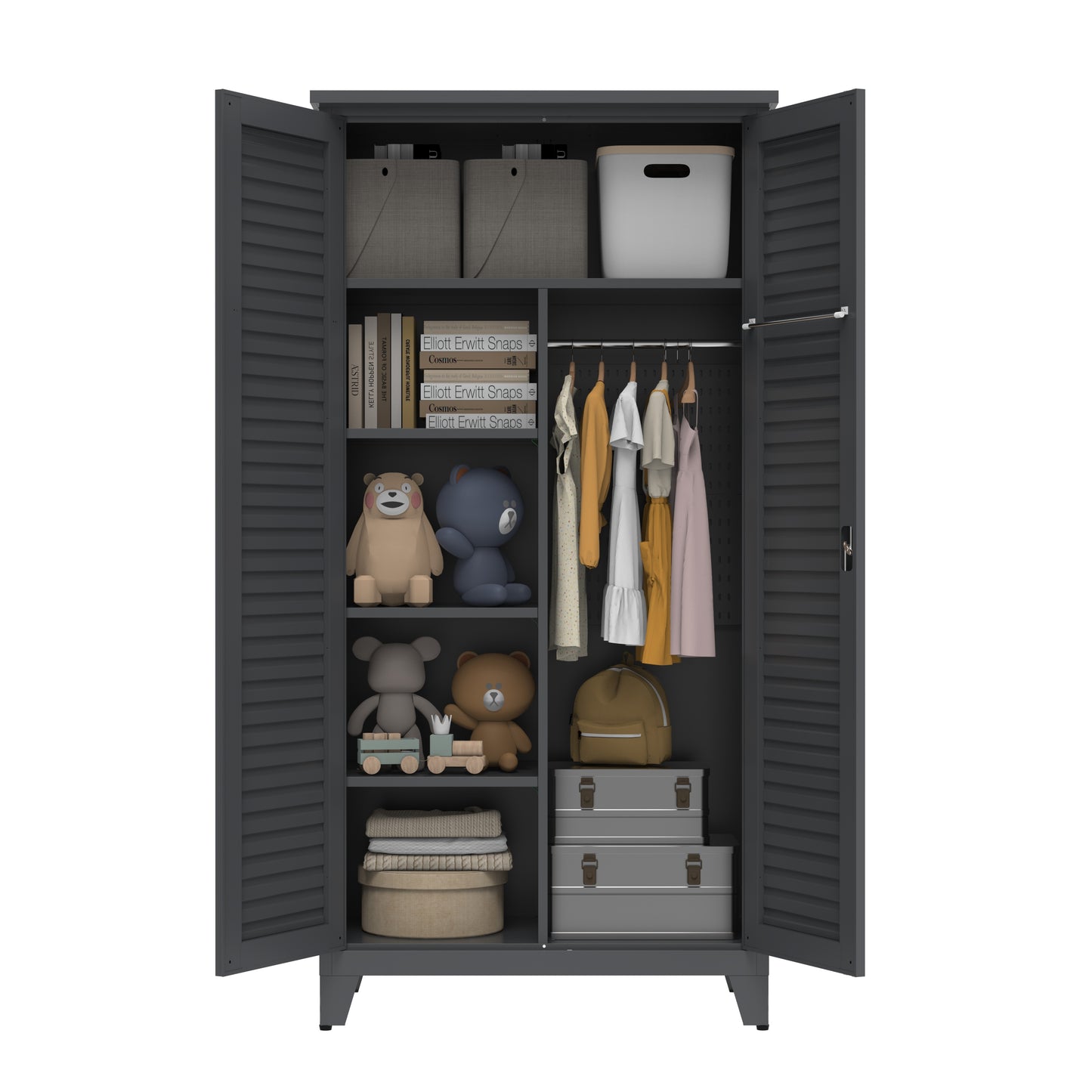 73'' Tall Metal Tool Storage Cabinet, With Ample Storage Space For Garage,Warehouse,Garden,Office, Living Room,Bathroom,Utility Room Slate