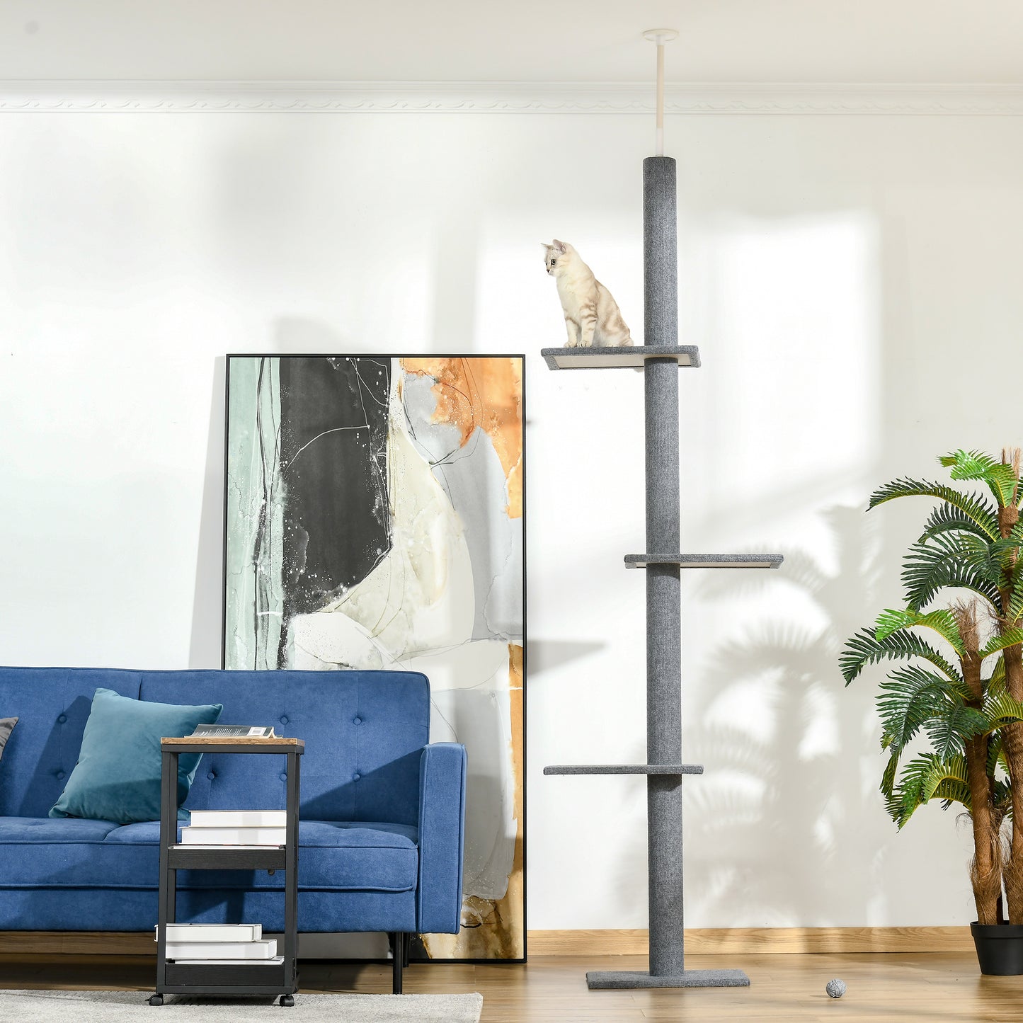 Floor-to-Ceiling Cat Tree Cat Climbing Tower with Sisal-Covered Scratching Posts Natural Cat Tree Activity Center for kittens Cat tower furniture