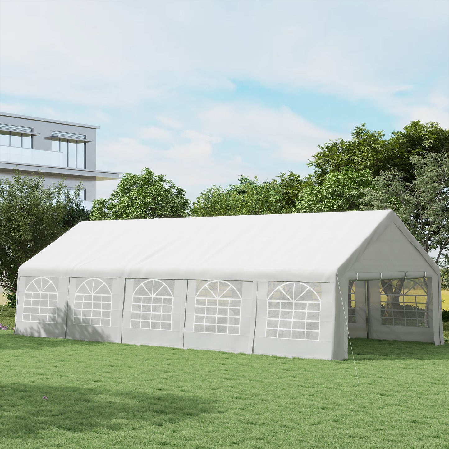 32x16 Outdoor Canopy Tent Heavy Duty Carport Tent with Cathedral Window Design for Party & Wedding