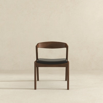 Dakota Solid Wood Black Leather Dining Chair Set Of 2