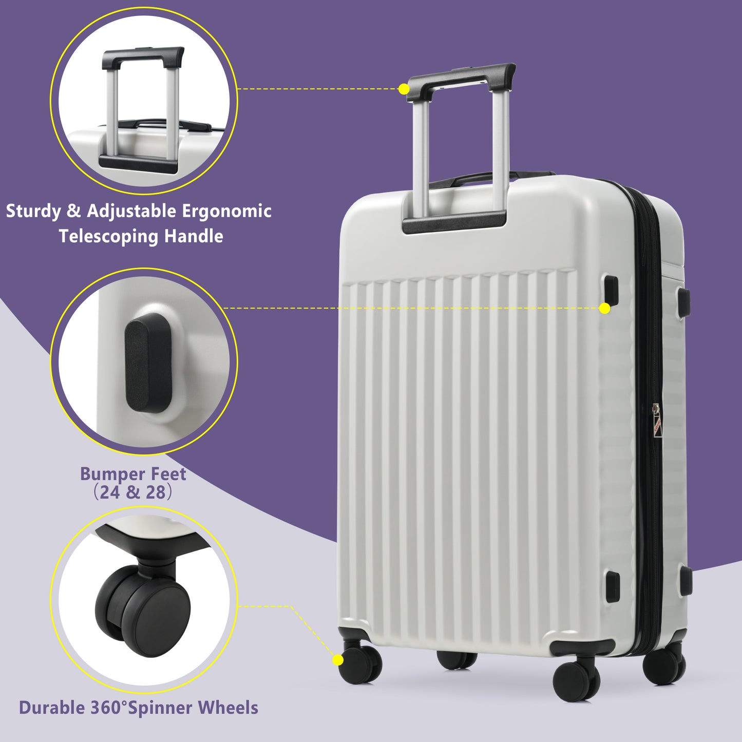 Luggage Set 5 Piece, Hardside Carry On Suitcase , Expandable Luggage With Travel Bags Spinner Wheels TSA Lock