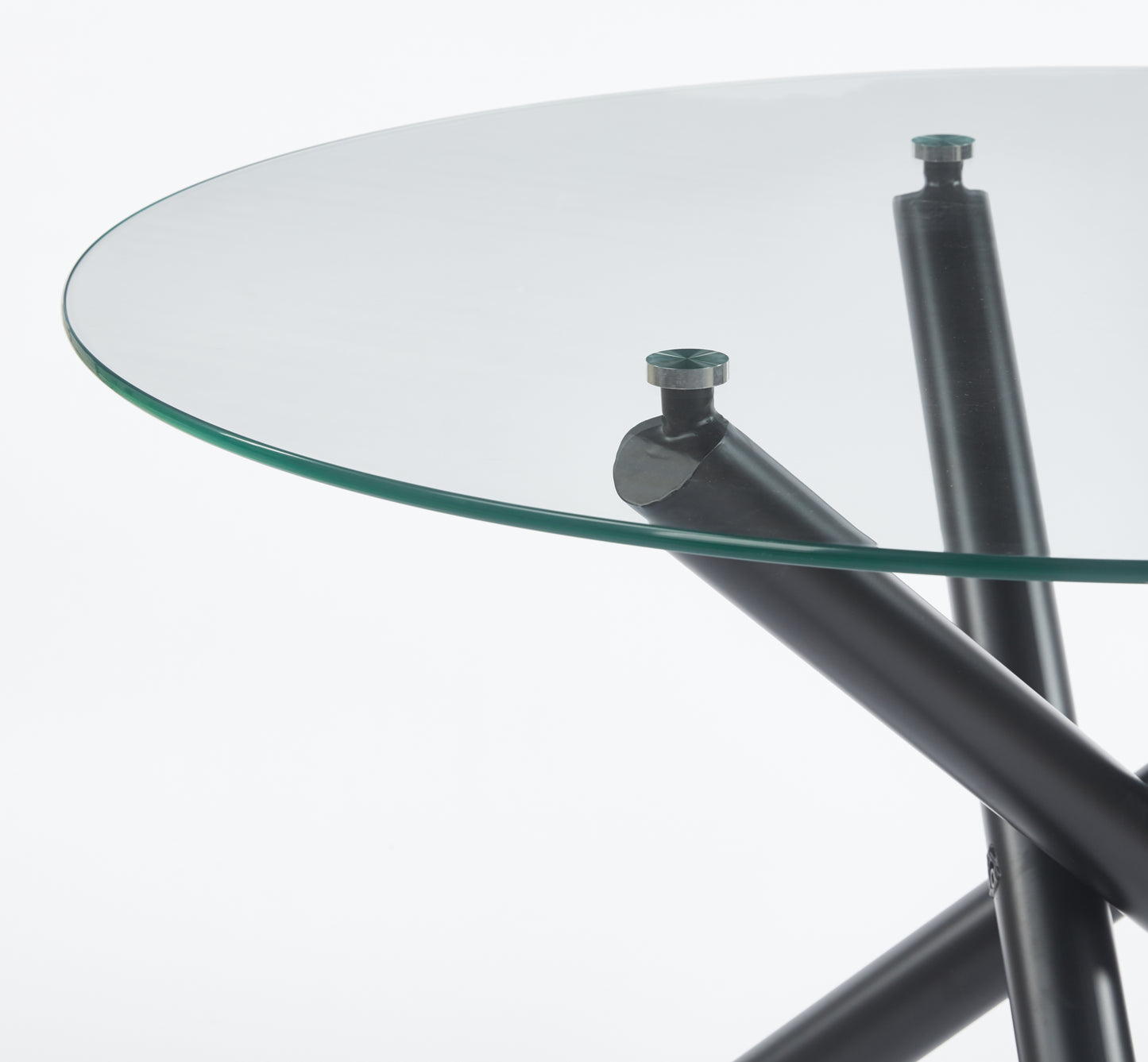 Black Dining Table With Metal Leg And Glass,Modern Space Saving Kitchen Table For Living Room,110X110X75CM