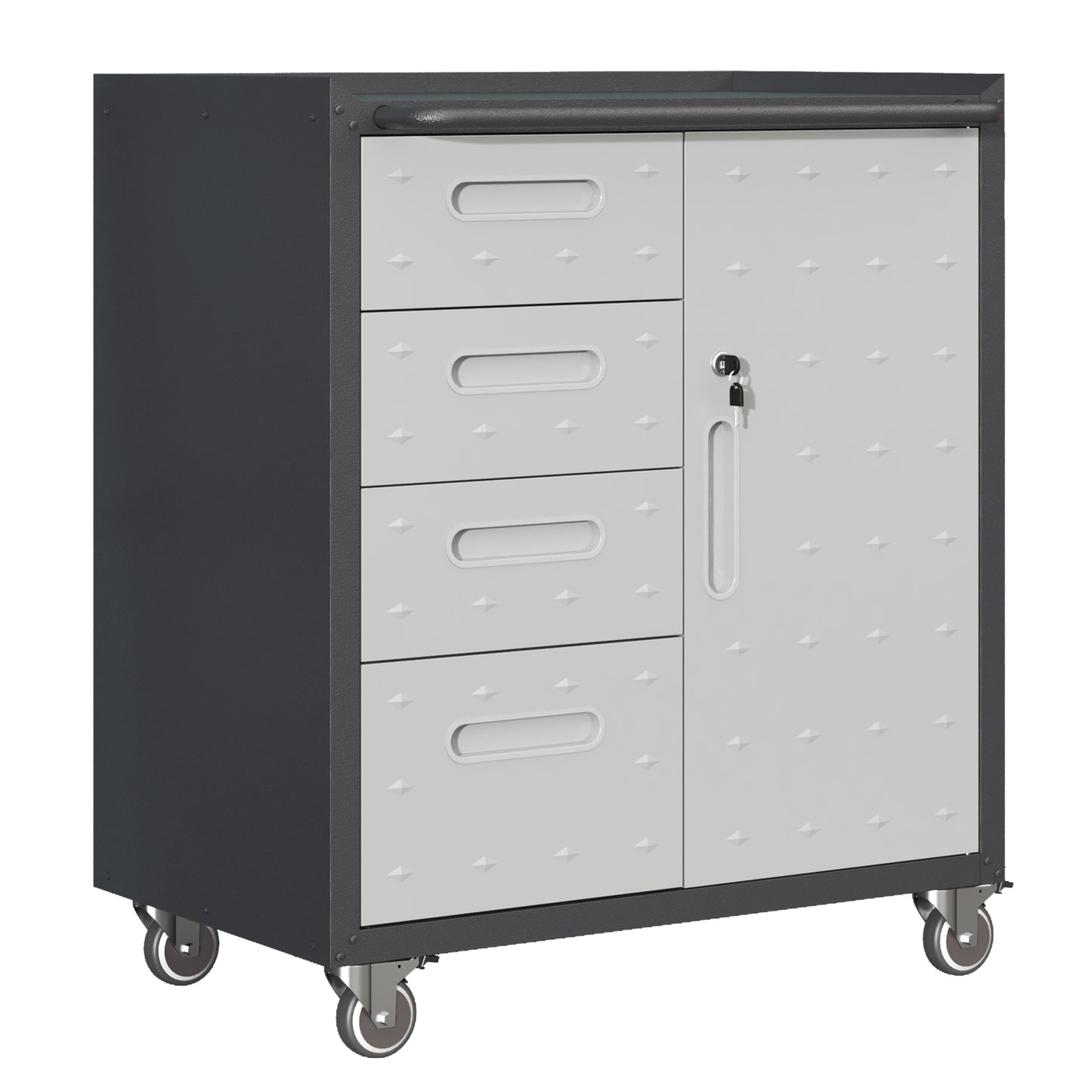 Sturdy Metal Tool Storage Cabinet With Wheels - Tool Storage Cabinet For Garage, Office, And Home Organizer Solutions, Black Gray