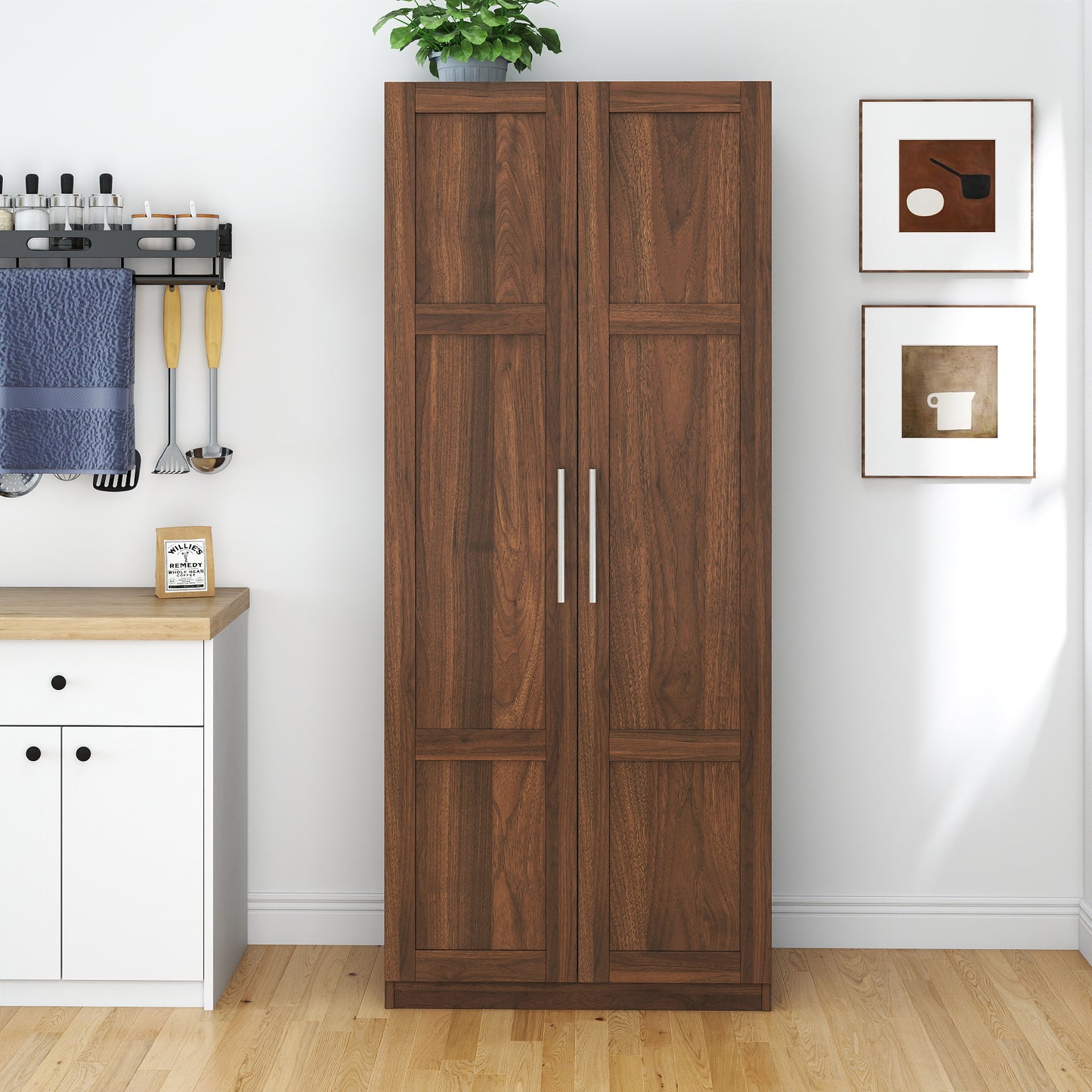 Pantry Cabinet, Kitchen Pantry Storage Cabinets With 2 Door And 3  Shelves,  Pantry Storage Cabinet, Cupboard For Kitchen, Dining Room And Living Room.