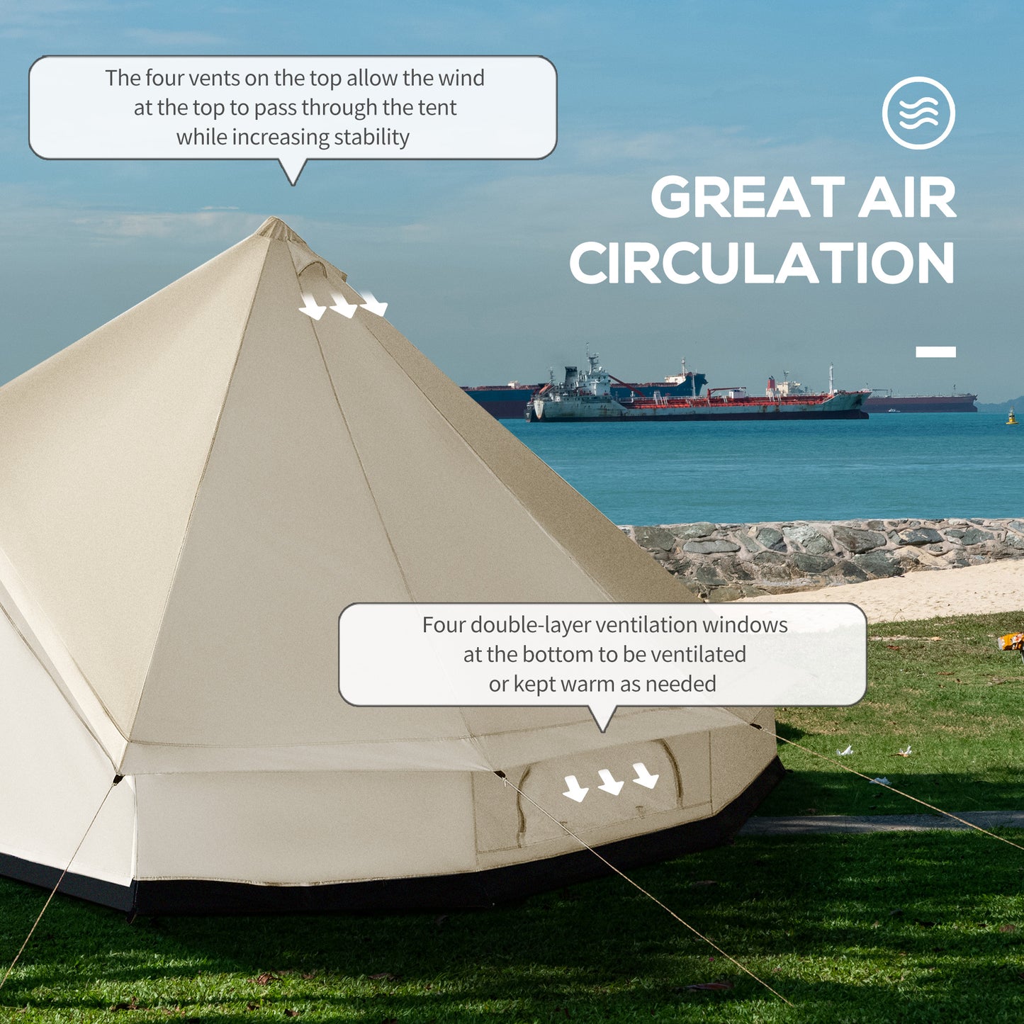 10-Person Large Waterproof Yurt Camping Tent, Perfect For Family Camping, Blue