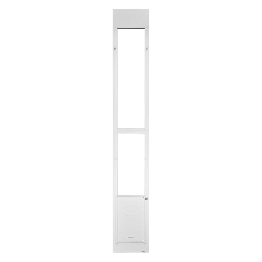 Dog Door For Sliding Glass Door, 91 To 96 In Adjustable Height, Aluminum Alloy Frame With Metal Rotating Hinges, Lock Design, 10 1/4 X 16 1/4 In Flap, Sliding Glass Pet Door For Renters