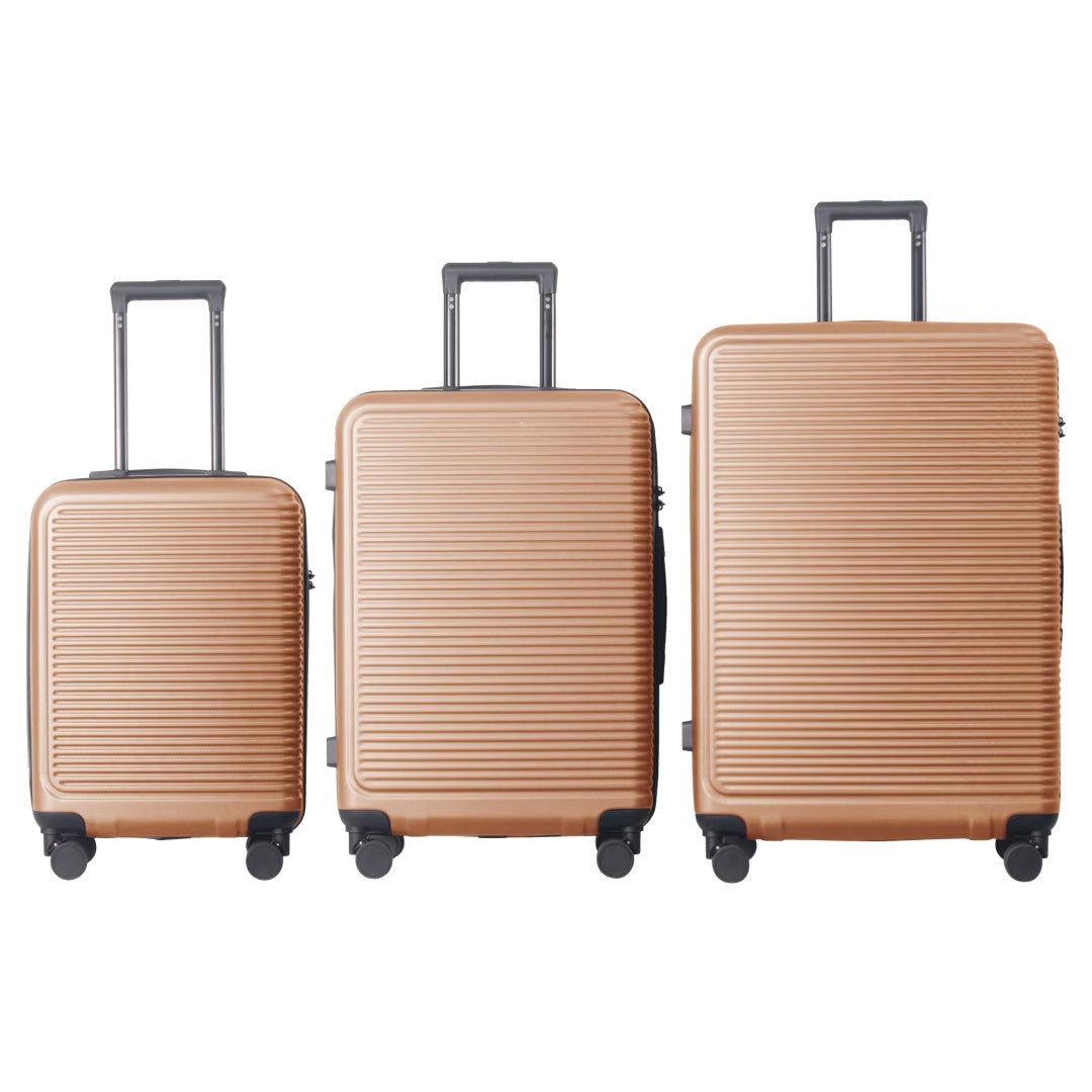 Luggage Sets ABS Hardshell 3pcs Luggage, Lightweight Durable Suitcase Sets Spinner Wheels Suitcase With TSA Lock 20''24''28'' Available Brown