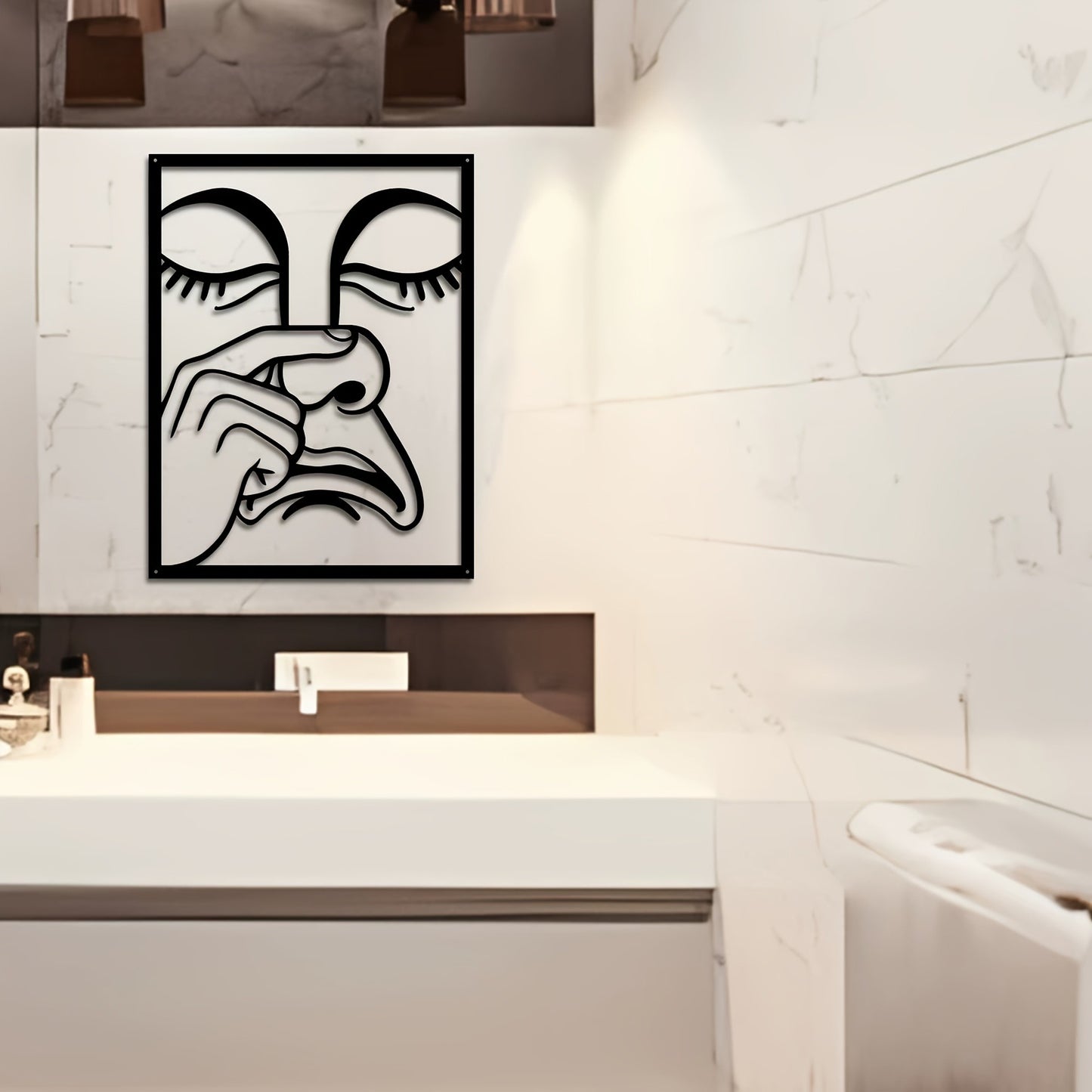 Whimsical Nose-Pinch Metal Wall Sculpture - Hilarious Single Piece Iron Art