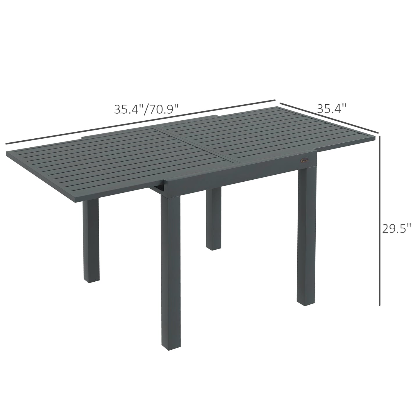Expandable Patio Table, Outdoor Dining Table for 4-6 with Aluminum Frame for Garden, Lawn, Balcony Terrace, Gray