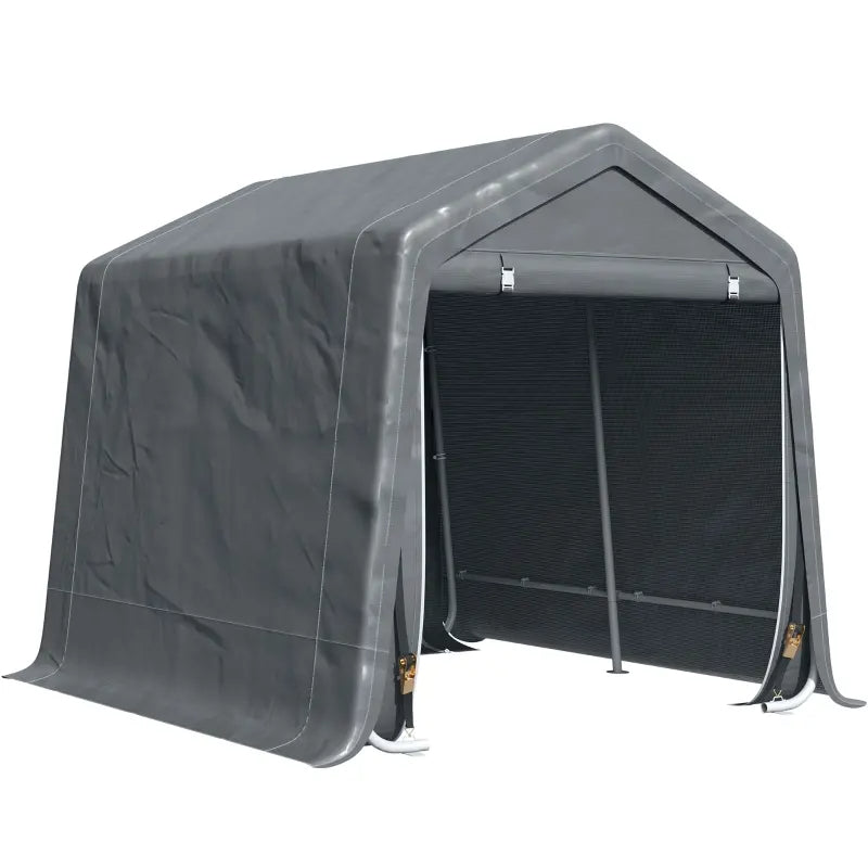 Garden Garage Storage Tent, Metal Frame Bike Shed W Zipper Doors