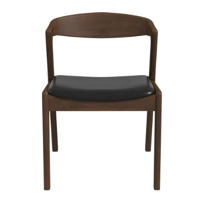 Dakota Solid Wood Black Leather Dining Chair Set Of 2