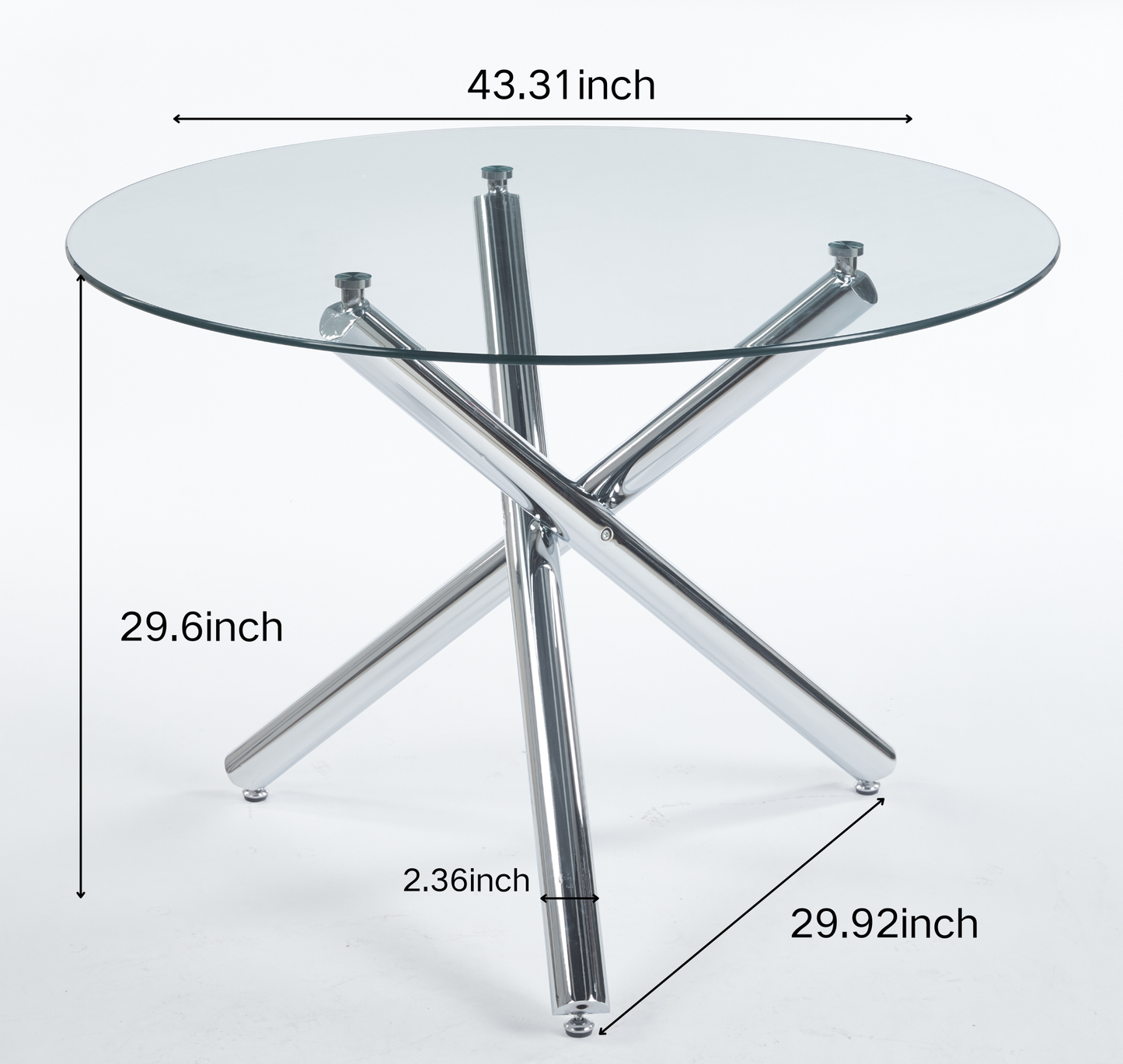 1-4,5pieces Dining Set, Table Metal Leg Mid-century Dining Table For 4-6 People With Glass Table Top, Pedestal Dining Table, End Table Leisure Coffee Table