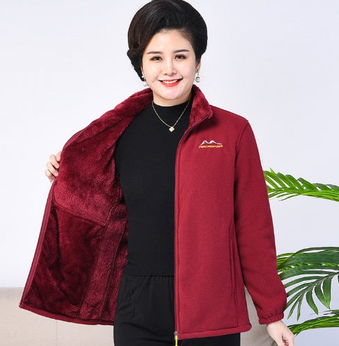 Middle-aged And Elderly Thickened Fleece Hooded Sweatshirt