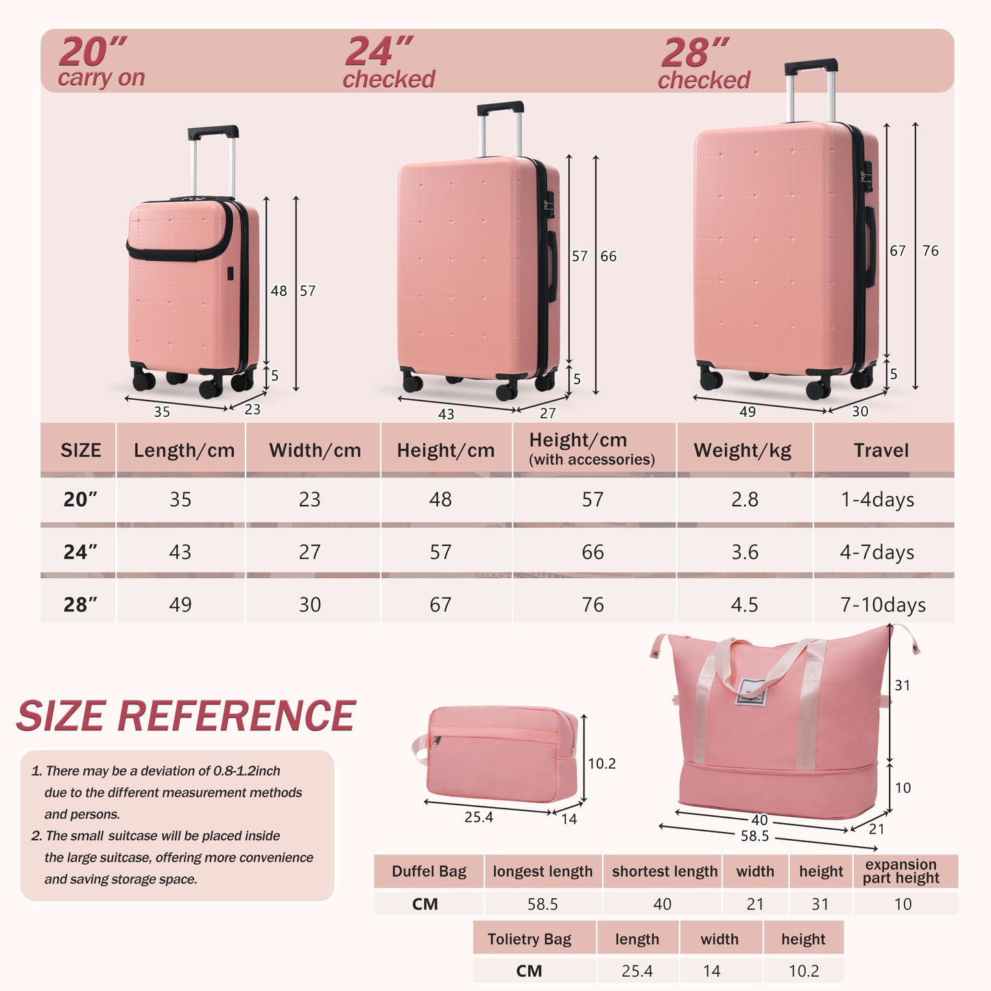 Hardside Luggage Set 5 Piece With Bags,20IN Half-opening Carry On Luggage With USB Port, Expandable 24IN 28IN Luggage With Double Spinner Wheels TSA Lock
