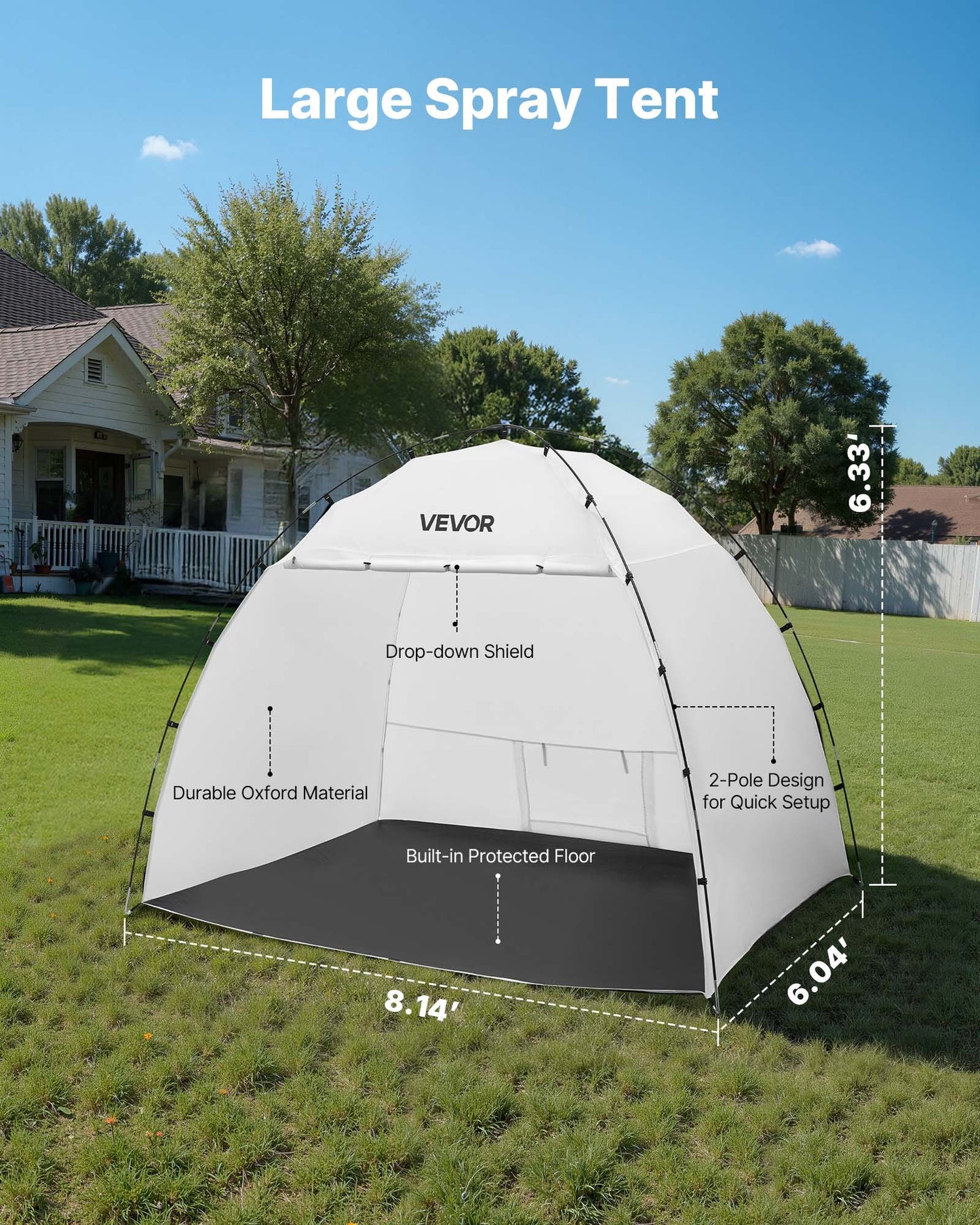 Portable Paint Booth Tent, 91.7 X 67.7 X 74.8 Inch Painting Tent Station, Spray Shelter With Built-in Floor & Mesh Screen, Large Space, Oxford Spray Painting Tents For Cupboard, Chairs, Tables