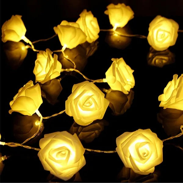 40 LEDs Rose Flower String Lights 10ft Battery Operated Decorative