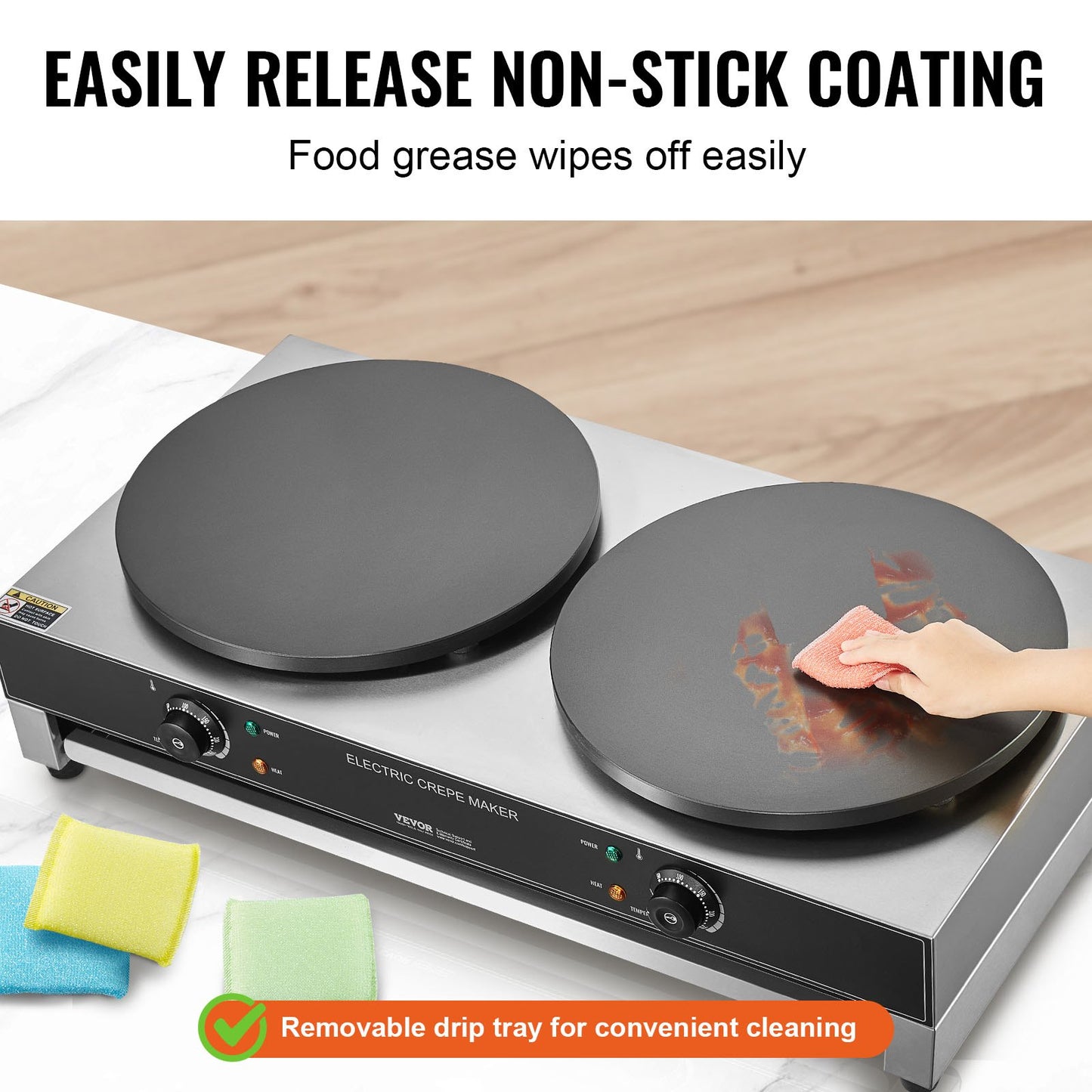 16-Inch Electric Crepe Maker Commercial Crepe Machine 3400W Double Head