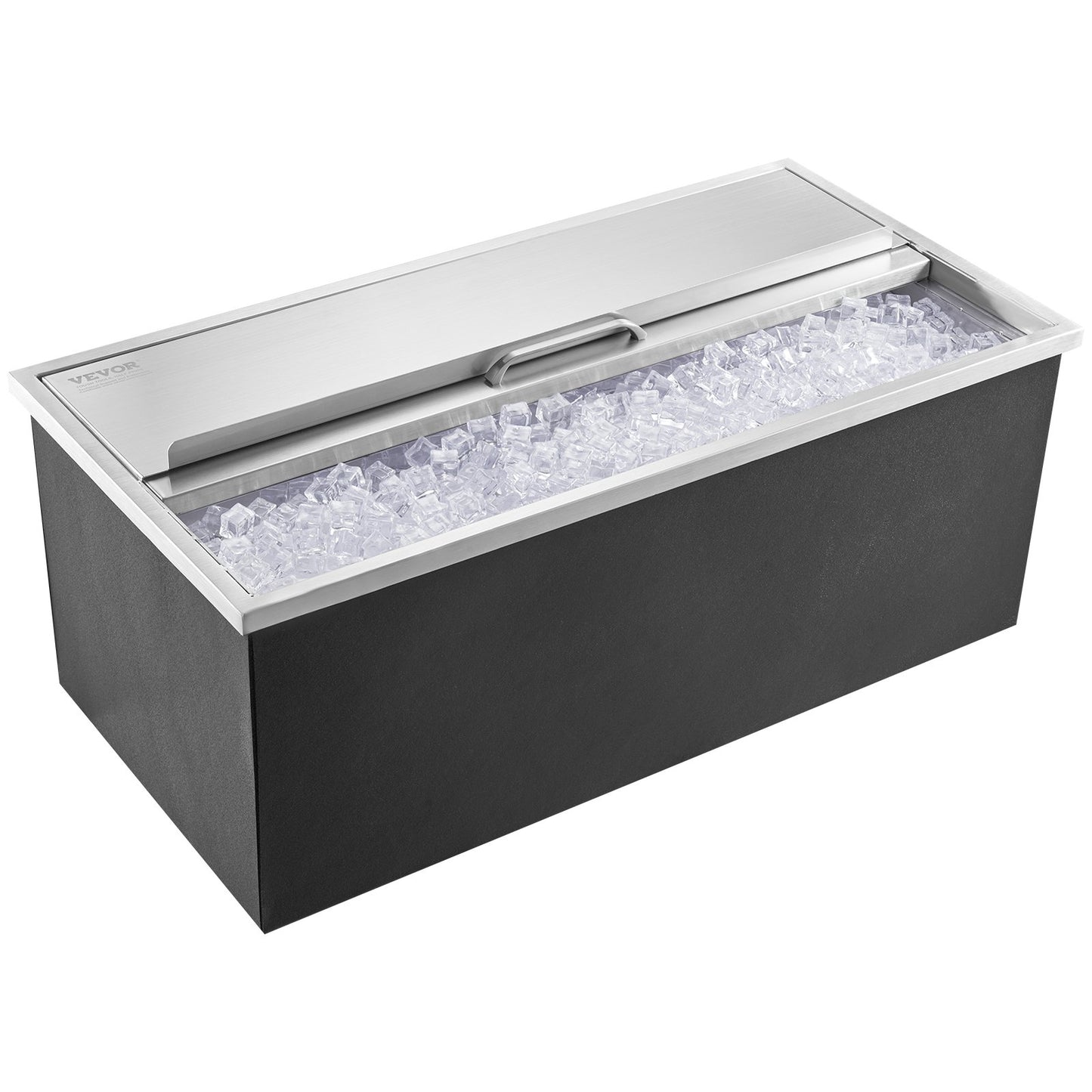 Drop In Ice Chest, 36'L X 18'W X 14'H Stainless Steel Ice Cooler, Commercial Ice Bin With Sliding Cover, 40.9 Qt Outdoor Kitchen Ice Bar, Drain-pipe And Drain Plug Included, For Cold Wine Beer