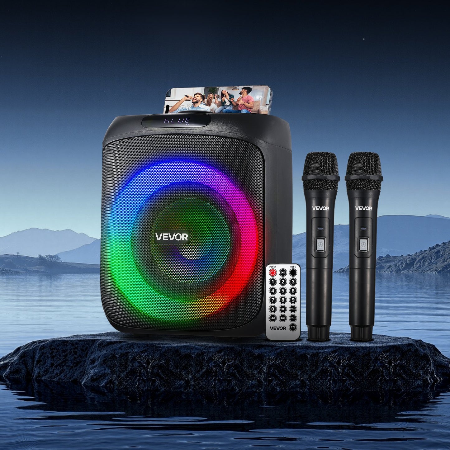 Karaoke Machine For Adults 30W 6.5 In Portable Bluetooth Speaker 2 Wireless Mic
