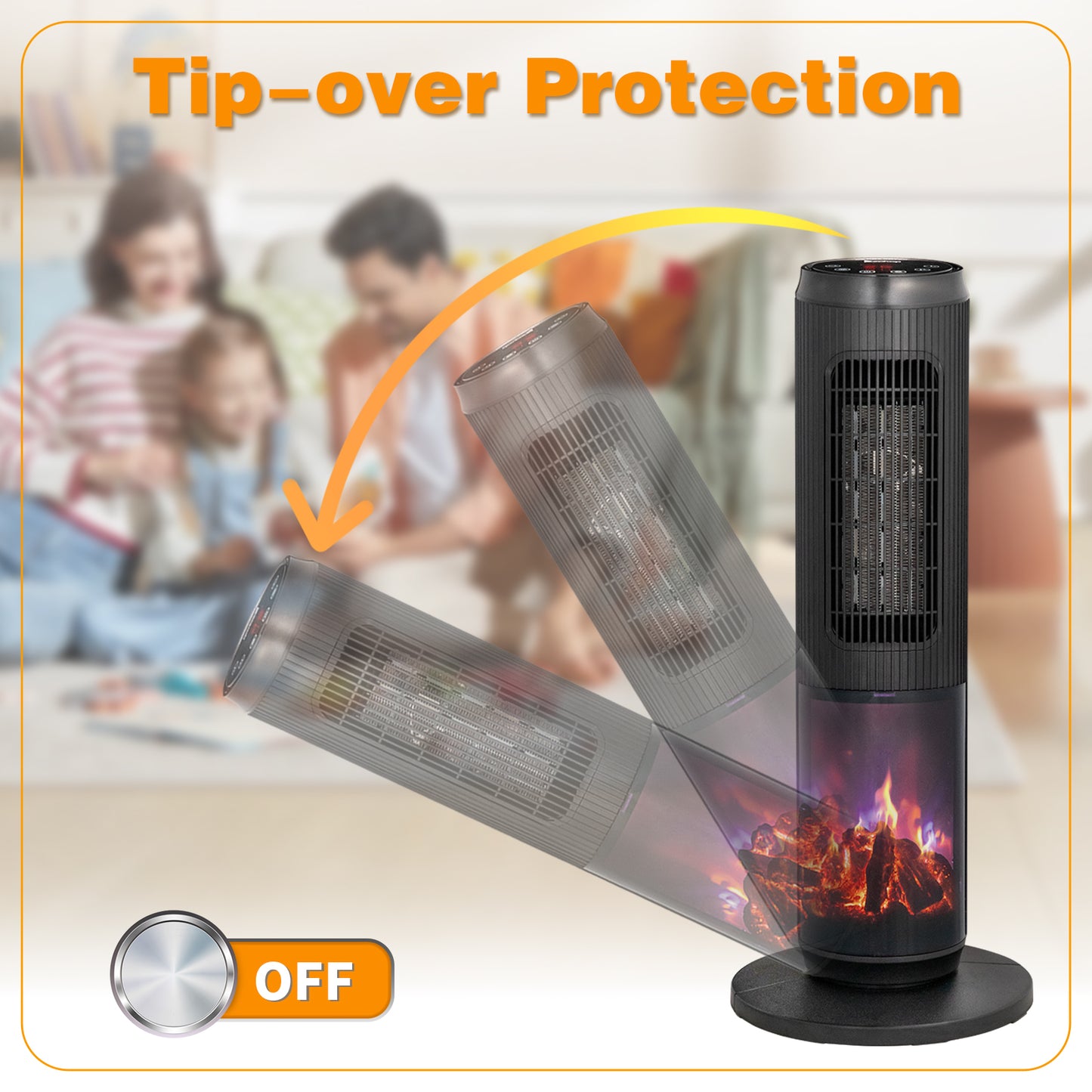 25Inch Tower Space Heater, Portable Electric Space Heater With Remote Control, 12H Timer, Thermostat, 60 Degrees Oscillation, Overheating & Tip-Over Protection For Indoor Large Room Bedroom Office