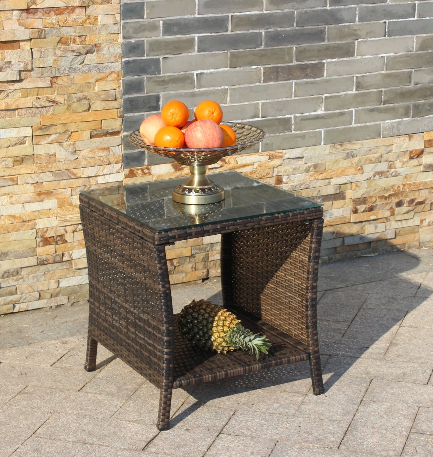 Outdoor Patio Furniture 1 Coffee Table With Clear Tempered Glass