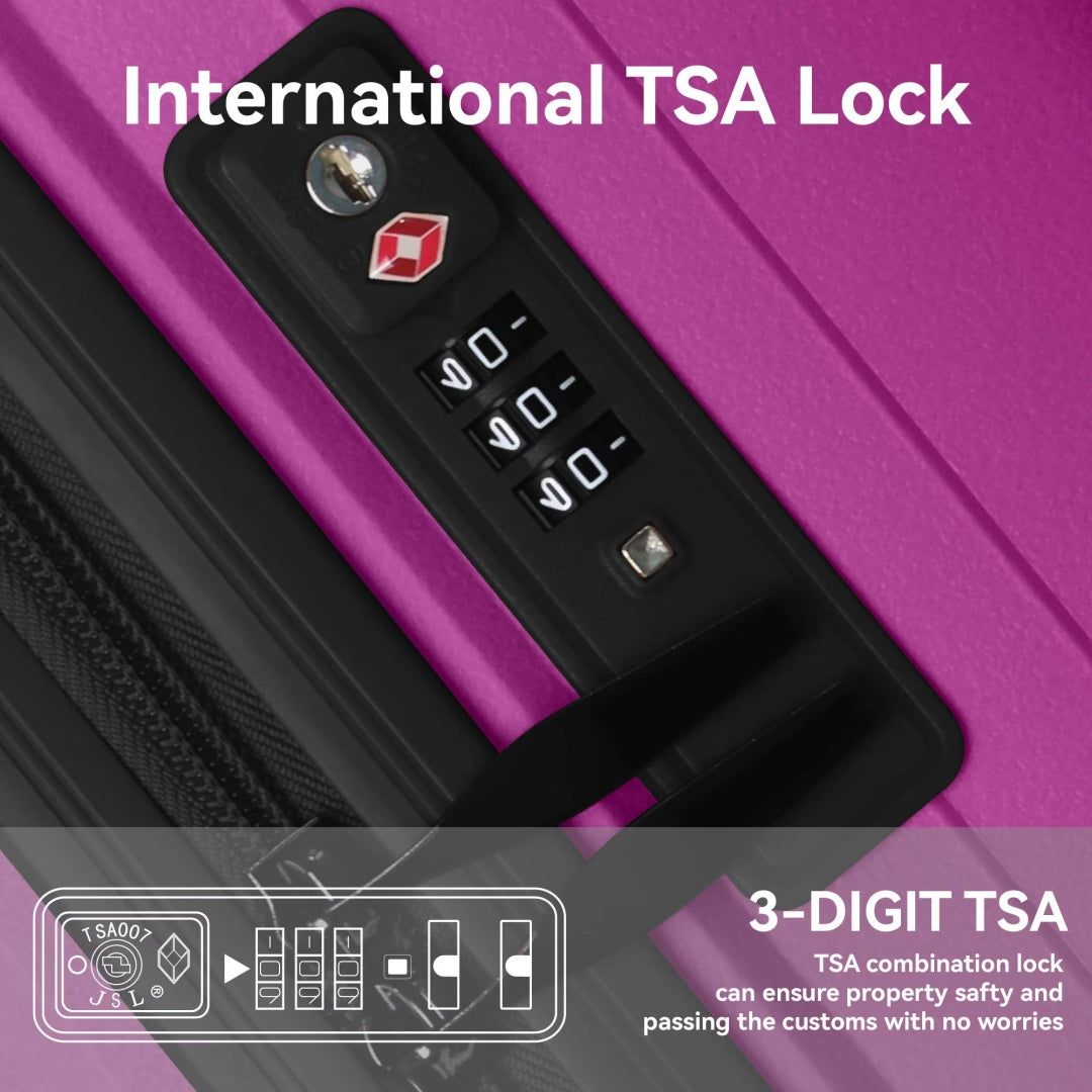 3-Piece Luggage Set Travel Lightweight Suitcases With Rolling Wheels, TSA Lock & Moulded Corner, Carry On Luggages For Business, Trip, 20-24-28