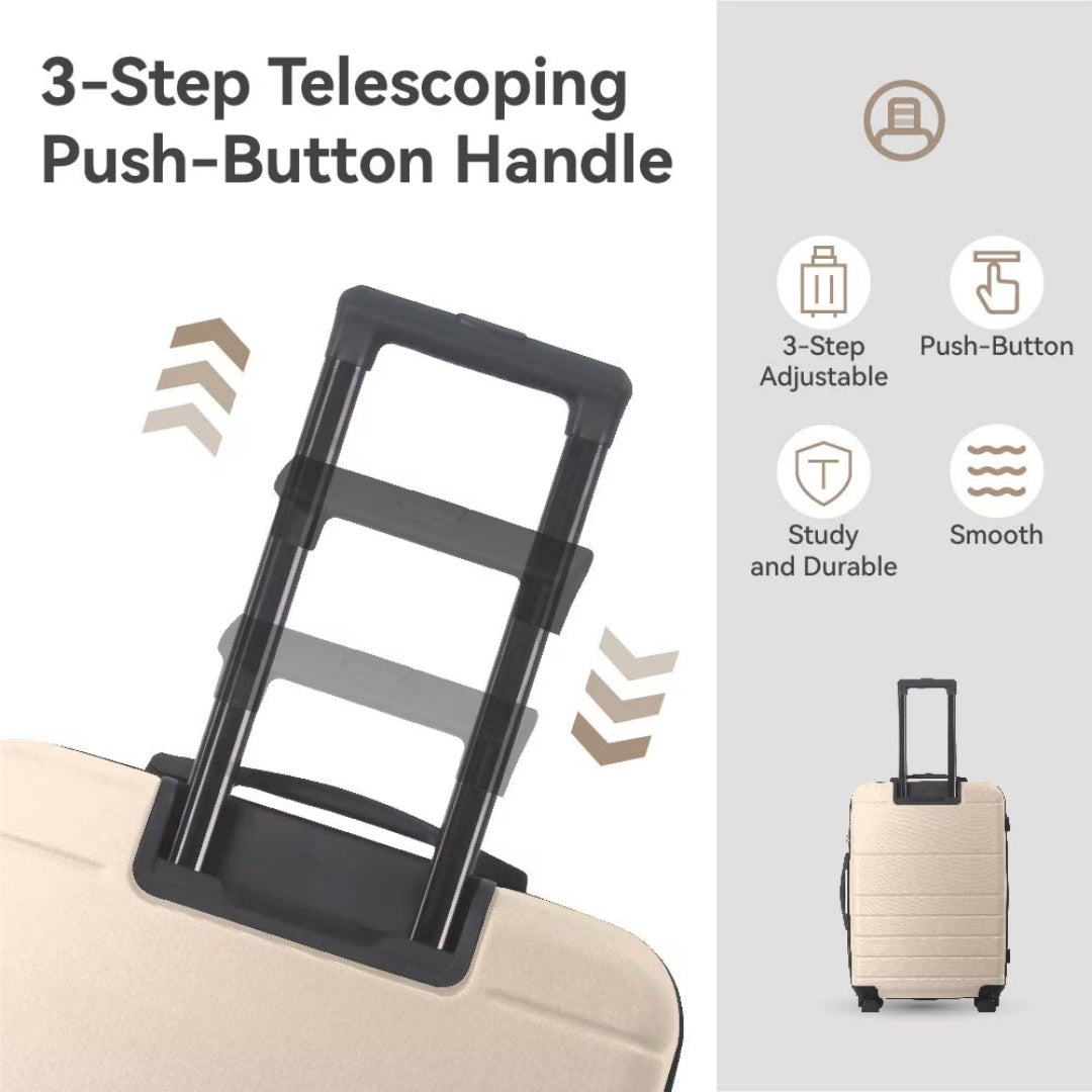 Luggage Sets ABS Hardshell 3pcs Luggage, Lightweight Durable Suitcase Sets Spinner Wheels Suitcase With TSA Lock 20''24''28'' Available Beige