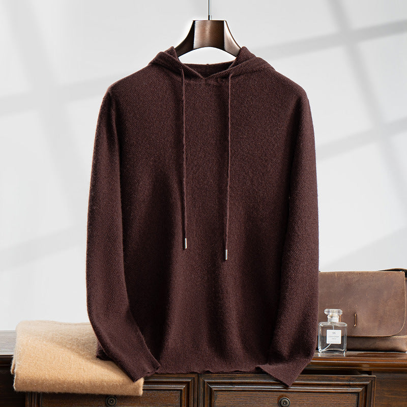 Fall Winter Men Hooded Cashmere Sweater