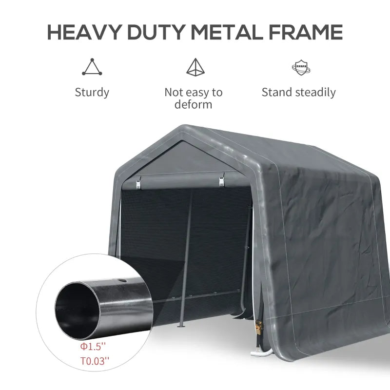 Garden Garage Storage Tent, Metal Frame Bike Shed W Zipper Doors